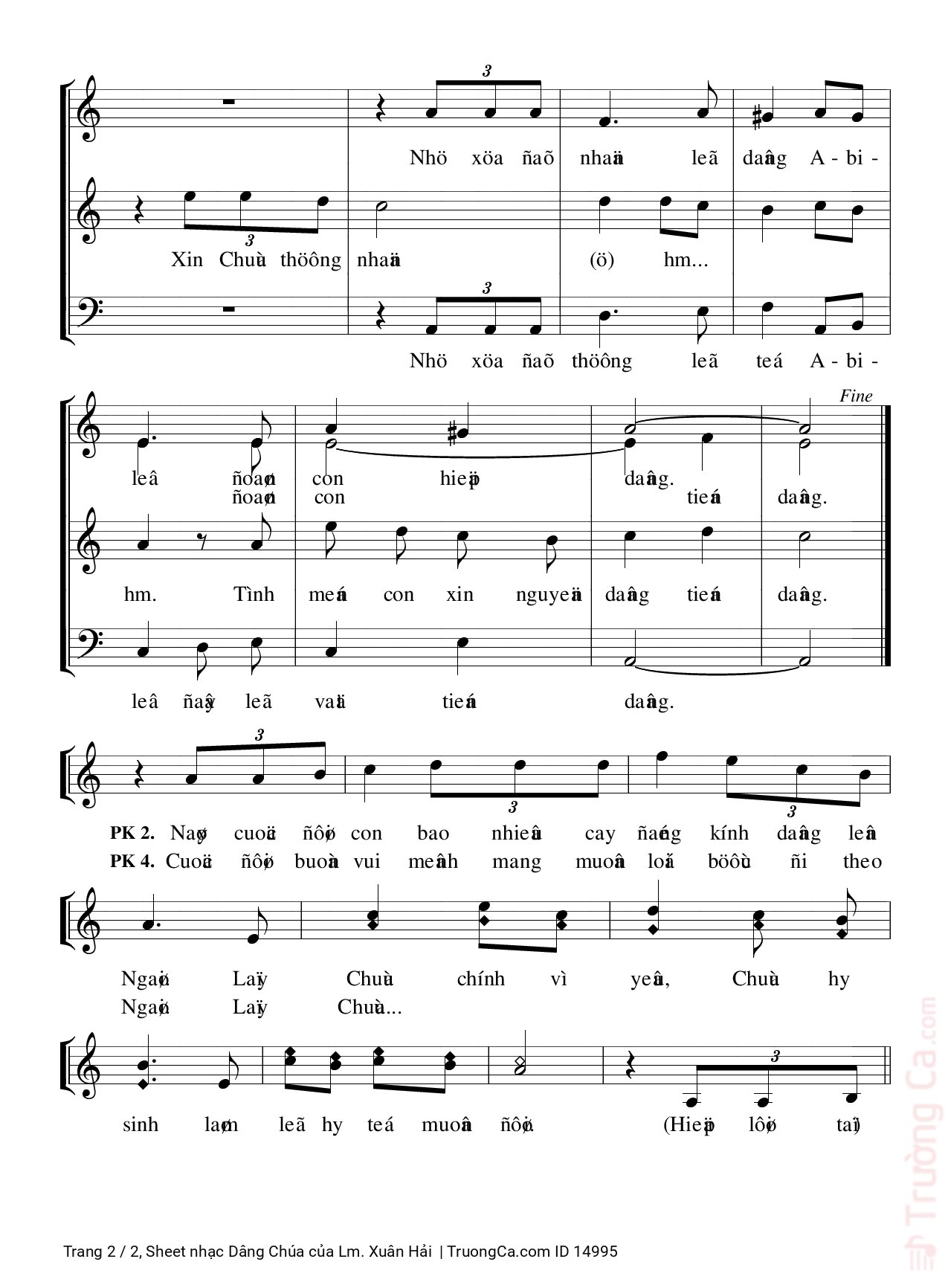 Page 2 of Sheet music PDF Dâng Chúa - Lm. Xuân Hải
