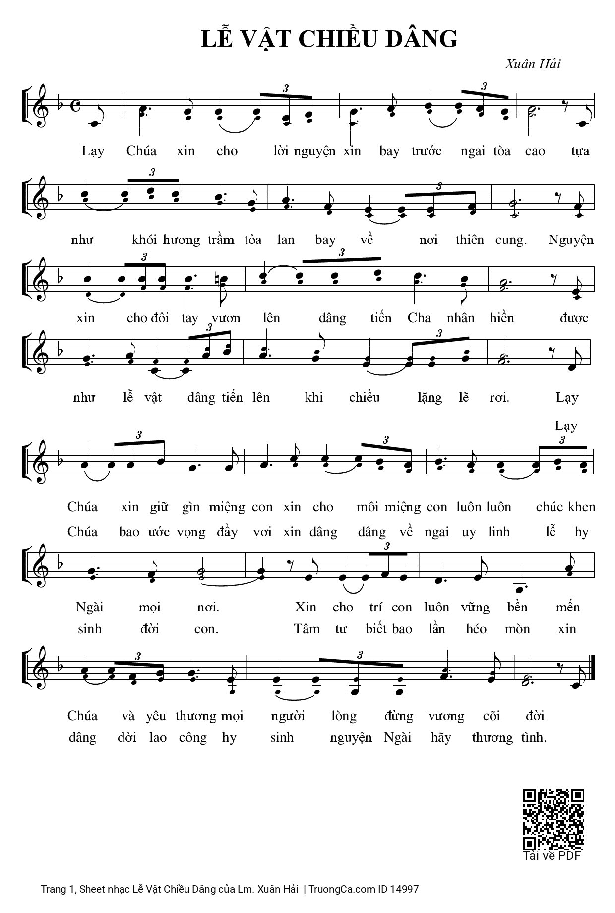 Sheet PDF of Lễ Vật Chiều Dâng