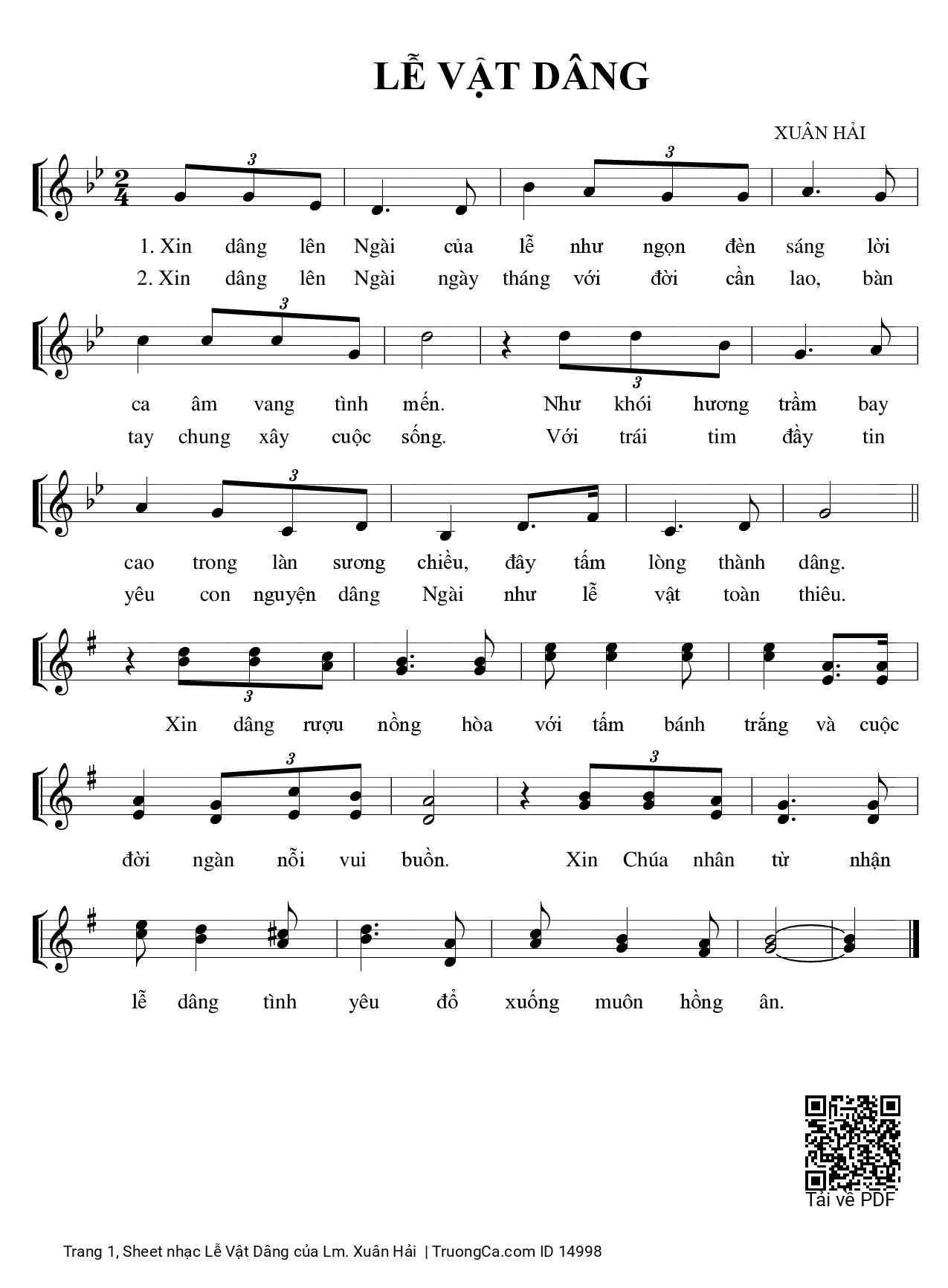 Page 1 of Sheet music PDF Lễ Vật Dâng - Lm. Xuân Hải