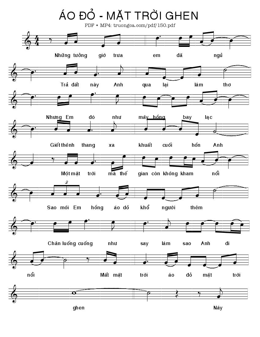 Sheet PDF of Áo đỏ mặt trời ghen