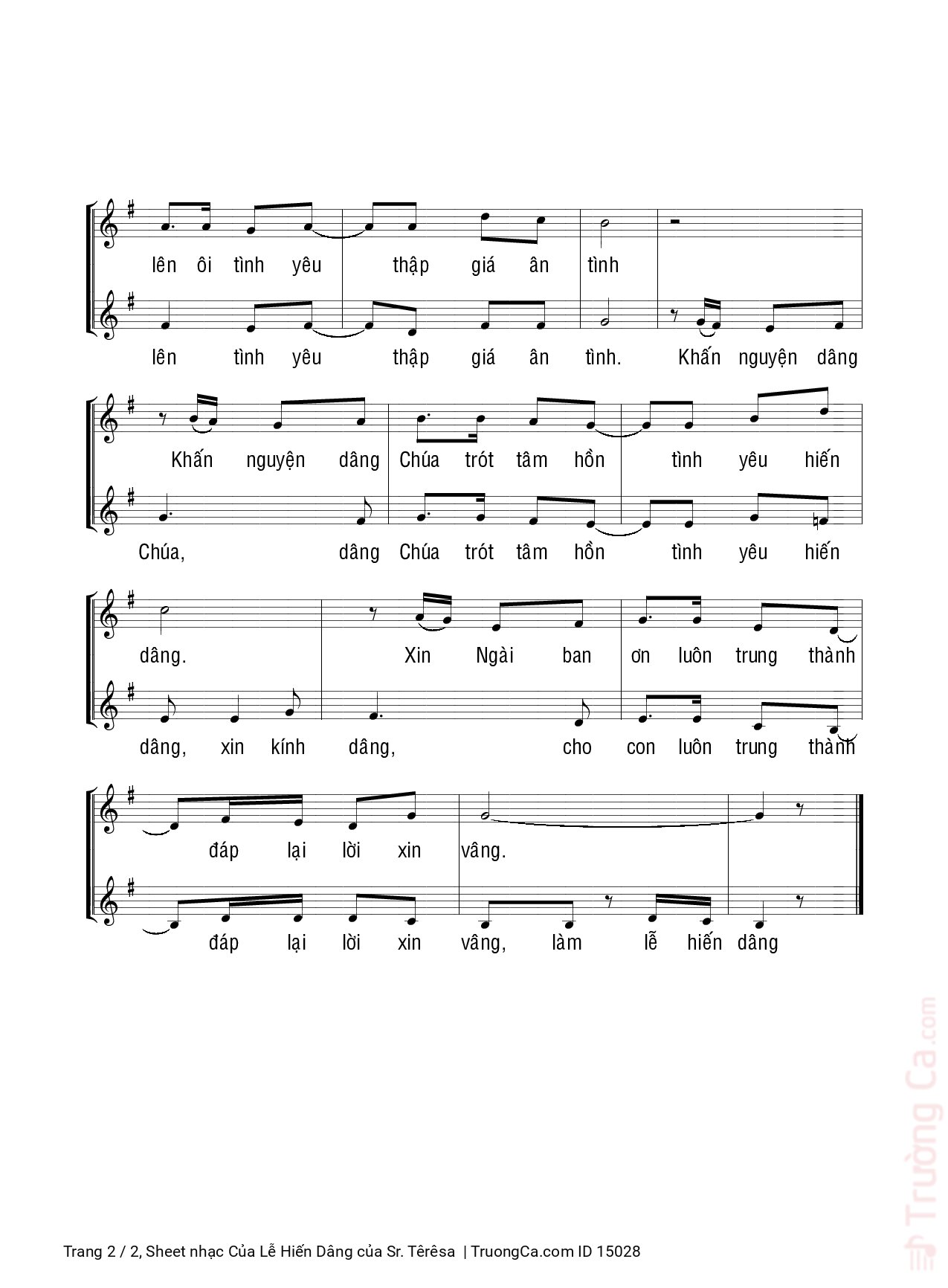 Page 2 of Sheet music PDF Của Lễ Hiến Dâng - Sr. Têrêsa
