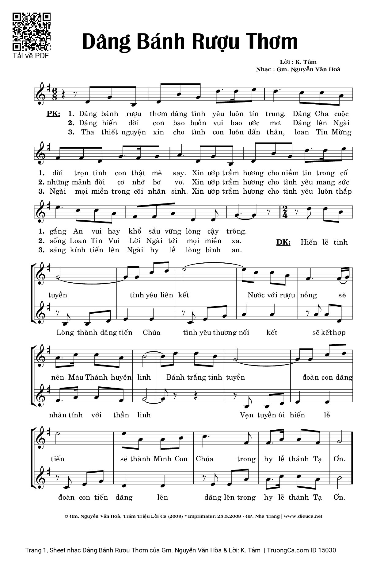 Sheet PDF of Dâng Bánh Rượu Thơm