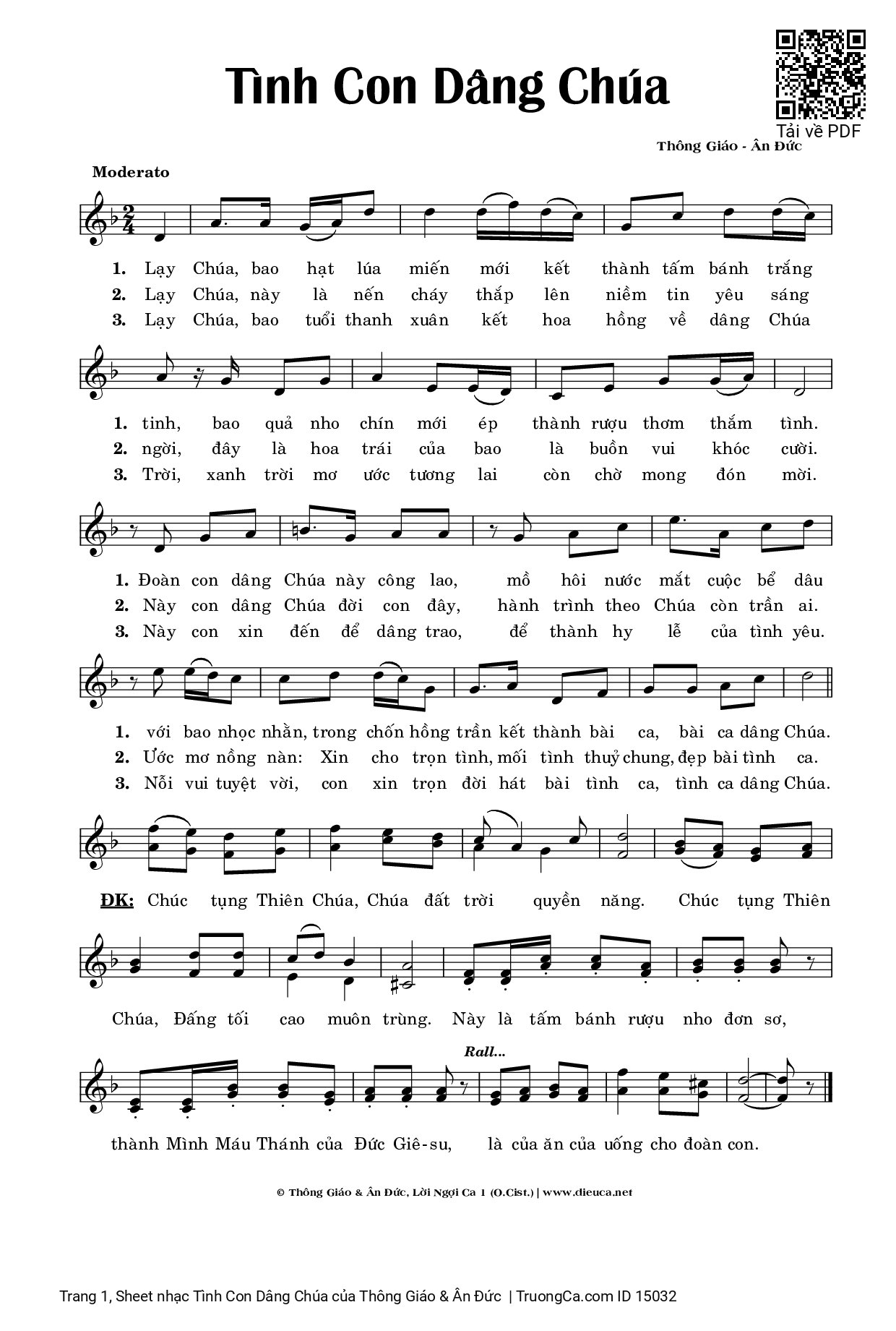 Sheet PDF of Tình Con Dâng Chúa