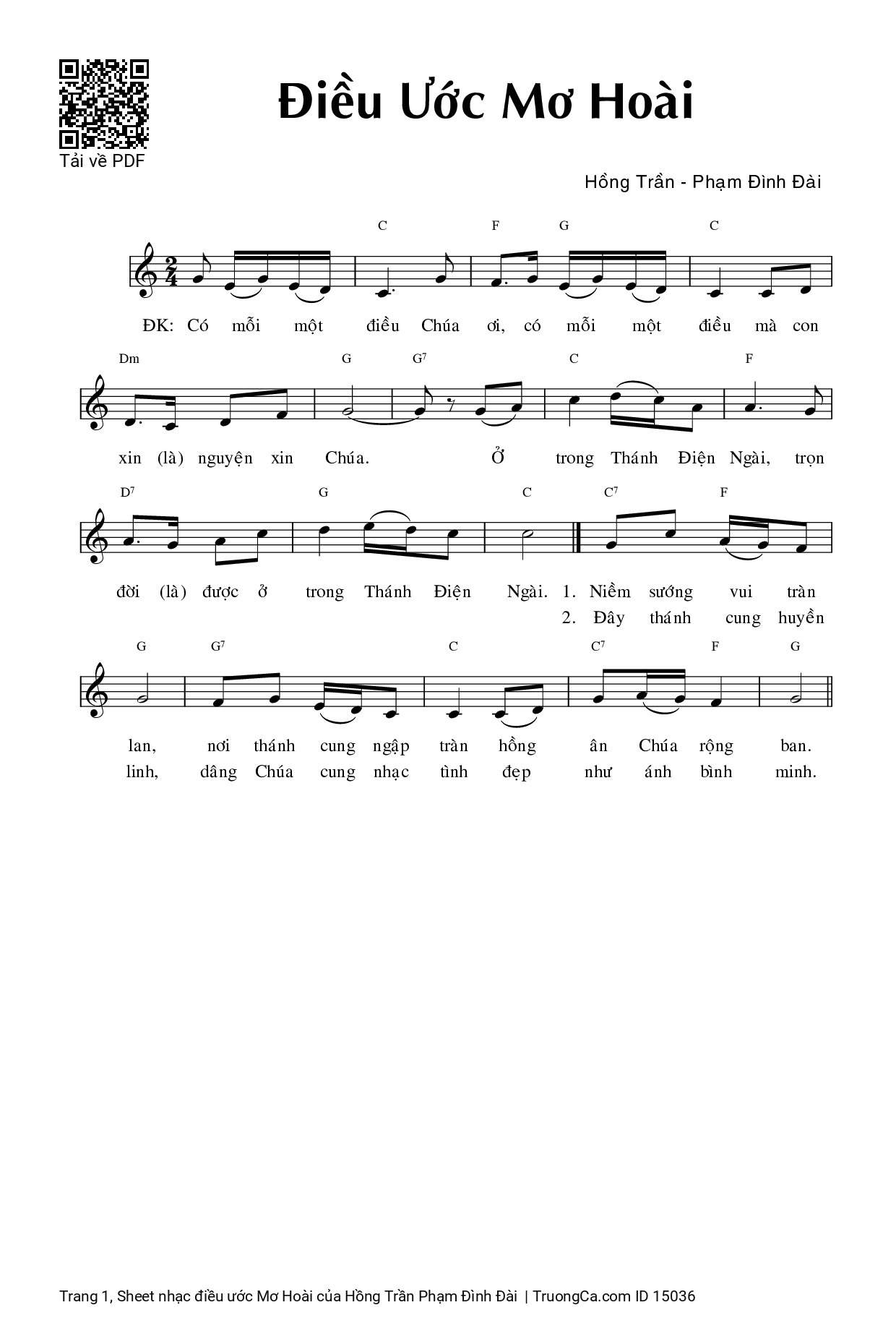 Sheet PDF of điều ước Mơ Hoài