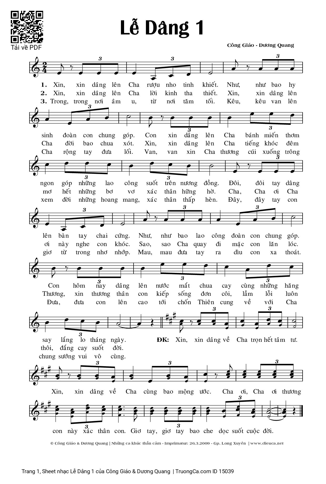 Sheet PDF of Lễ Dâng 1 - Công Giáo & Dương Quang