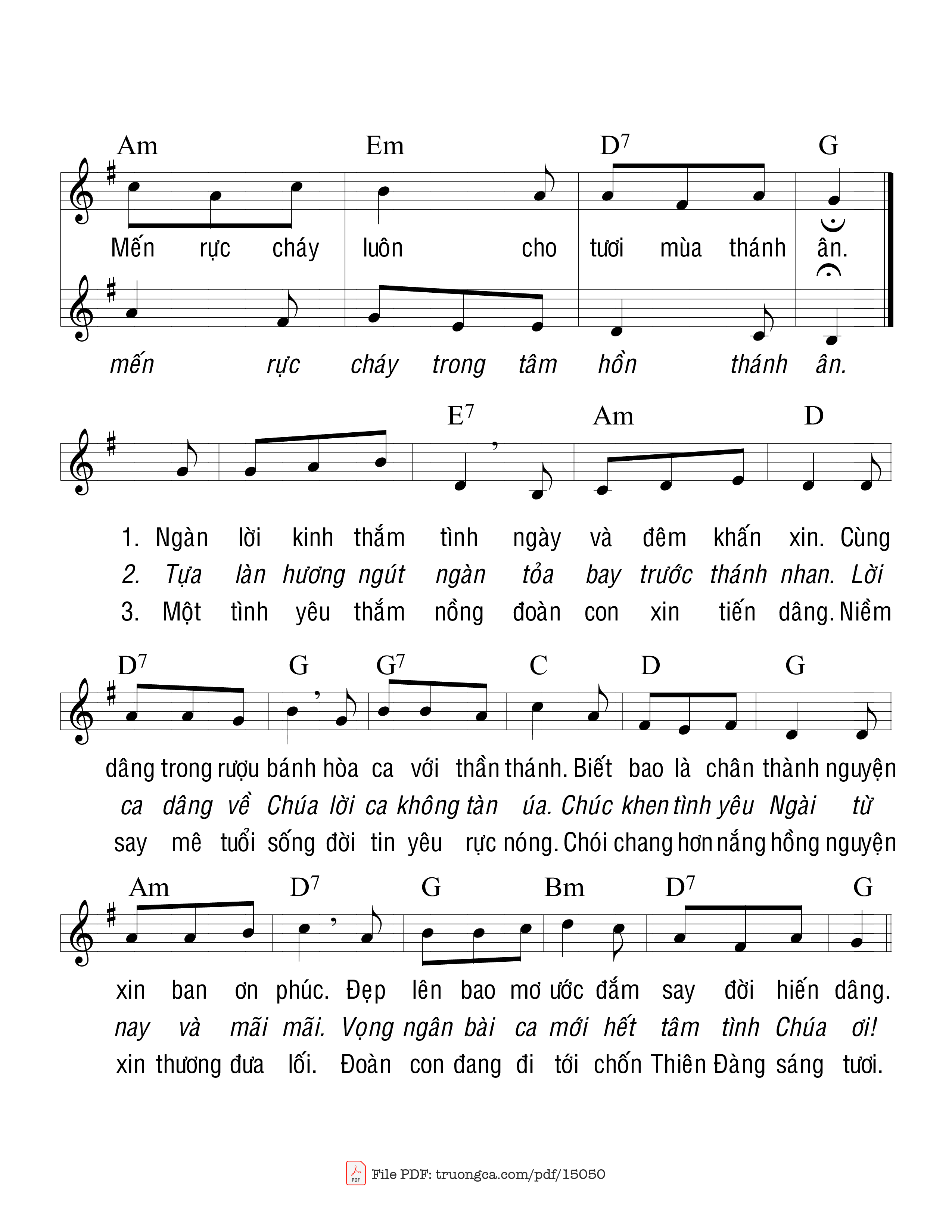 Page 2 of Sheet music PDF Nguyện Dâng Lên Chúa - Lm. Nguyễn Duy