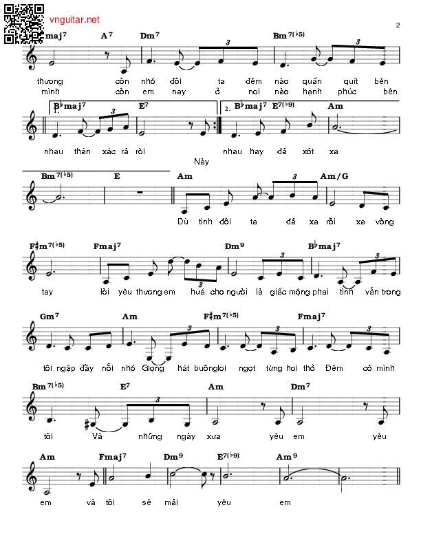 Page 2 of Sheet music PDF Dĩ vãng - Trịnh Nam Sơn