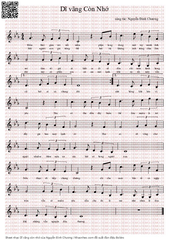 Sheet PDF of Dĩ vãng còn nhớ