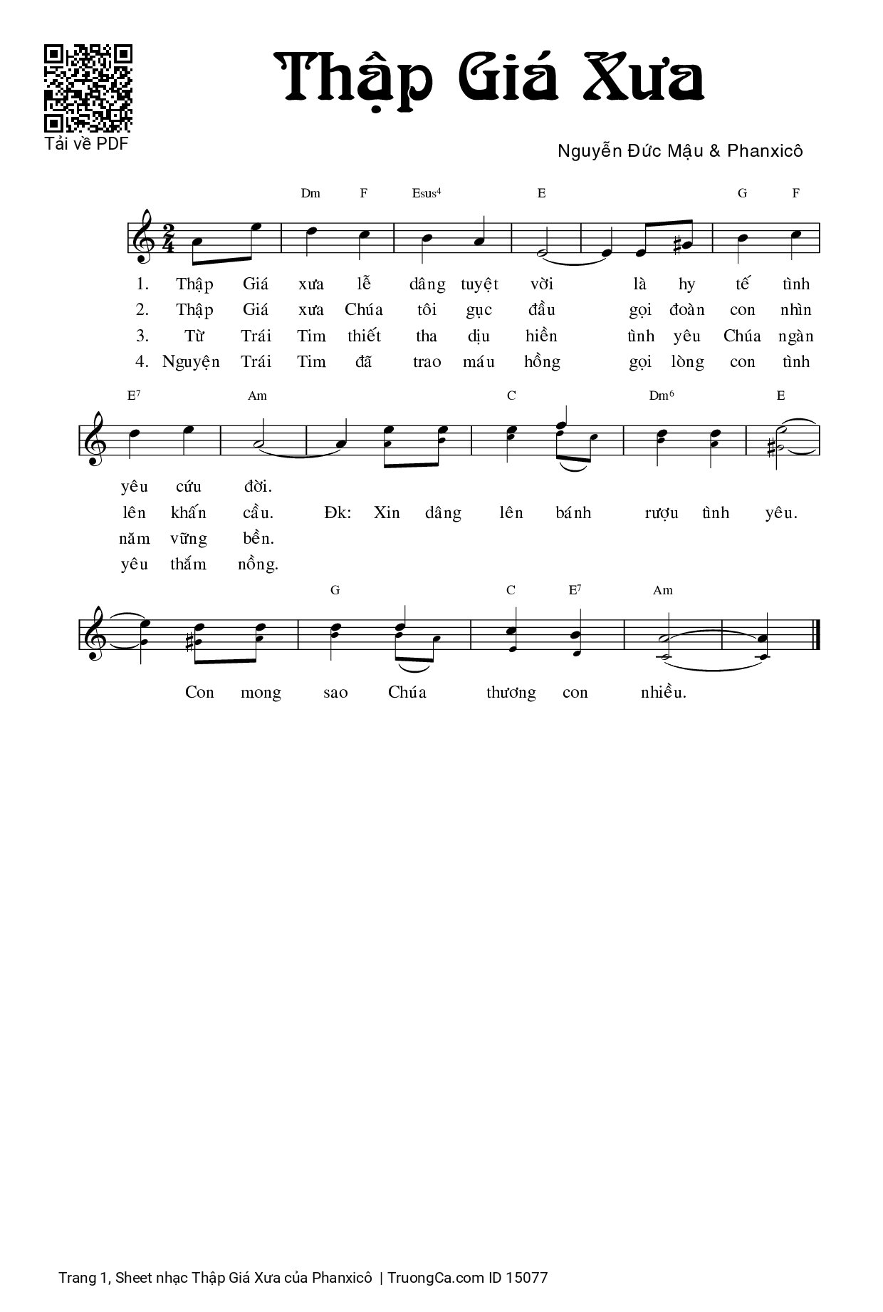 Sheet PDF of Thập Giá Xưa