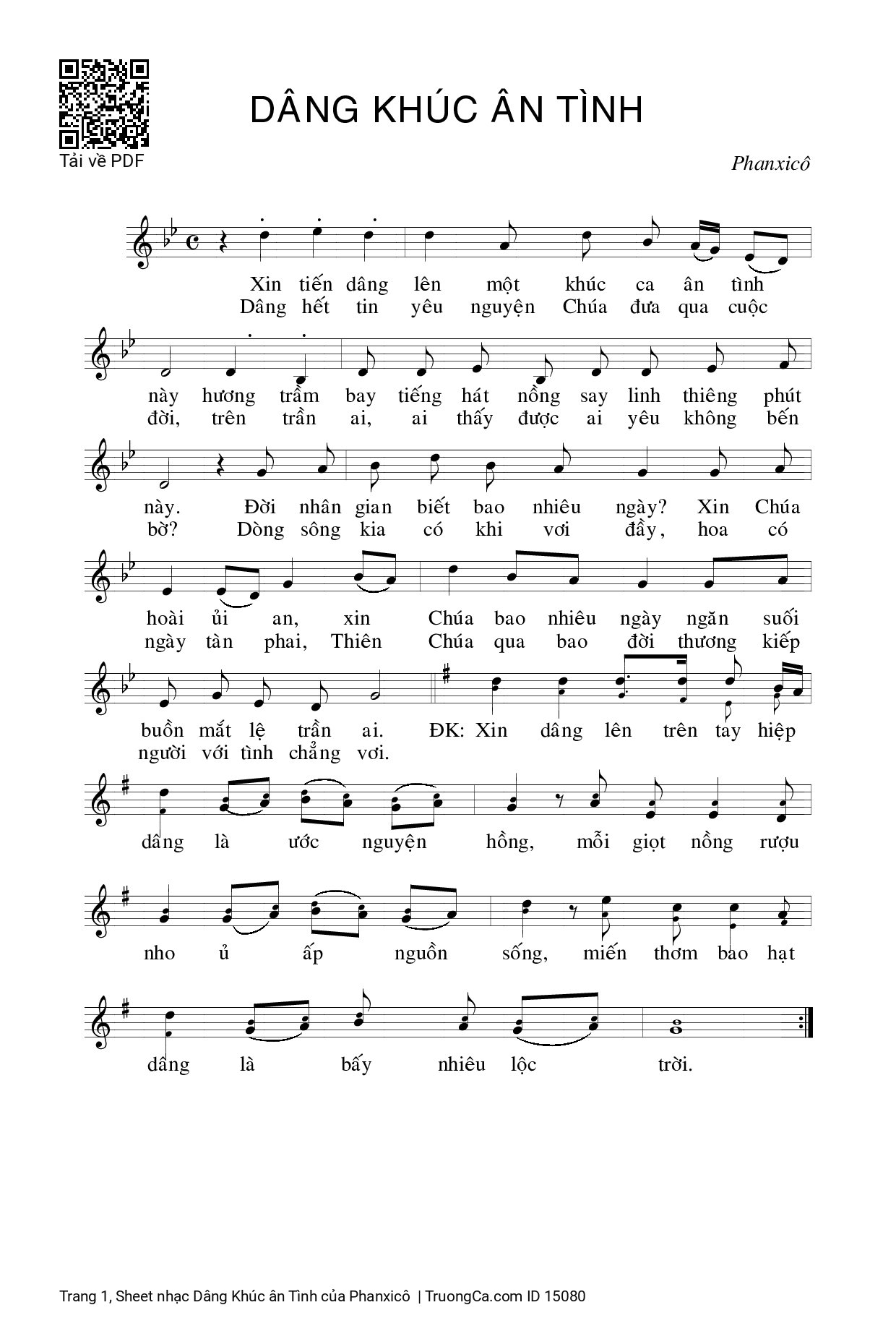Sheet PDF of Dâng Khúc ân Tình