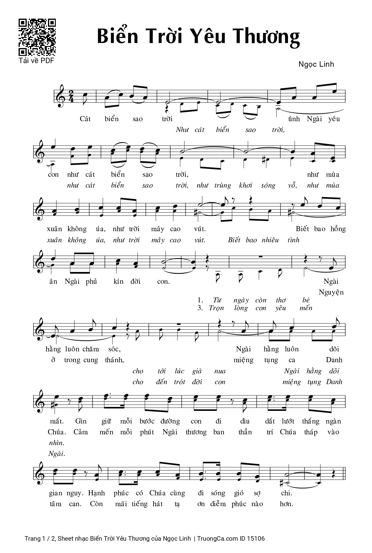 Sheet PDF of Biển Trời Yêu Thương