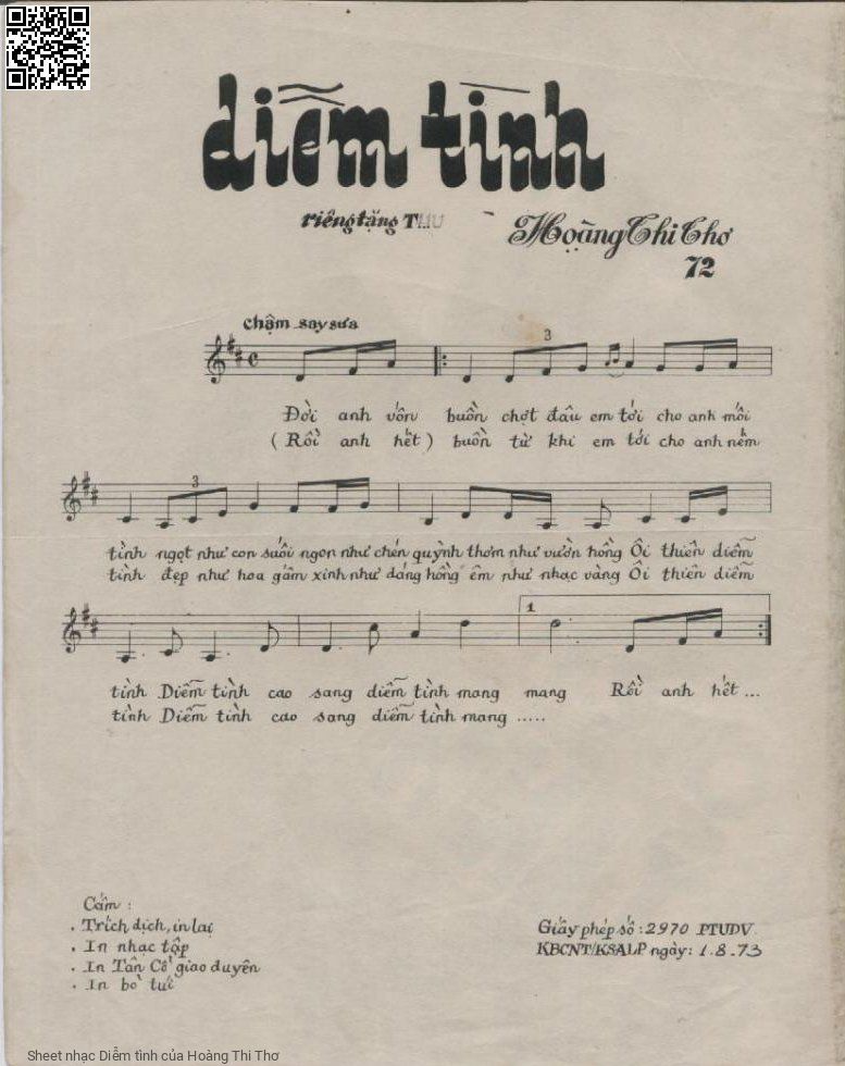 Page 2 of Sheet music PDF Diễm tình - Hoàng Thi Thơ