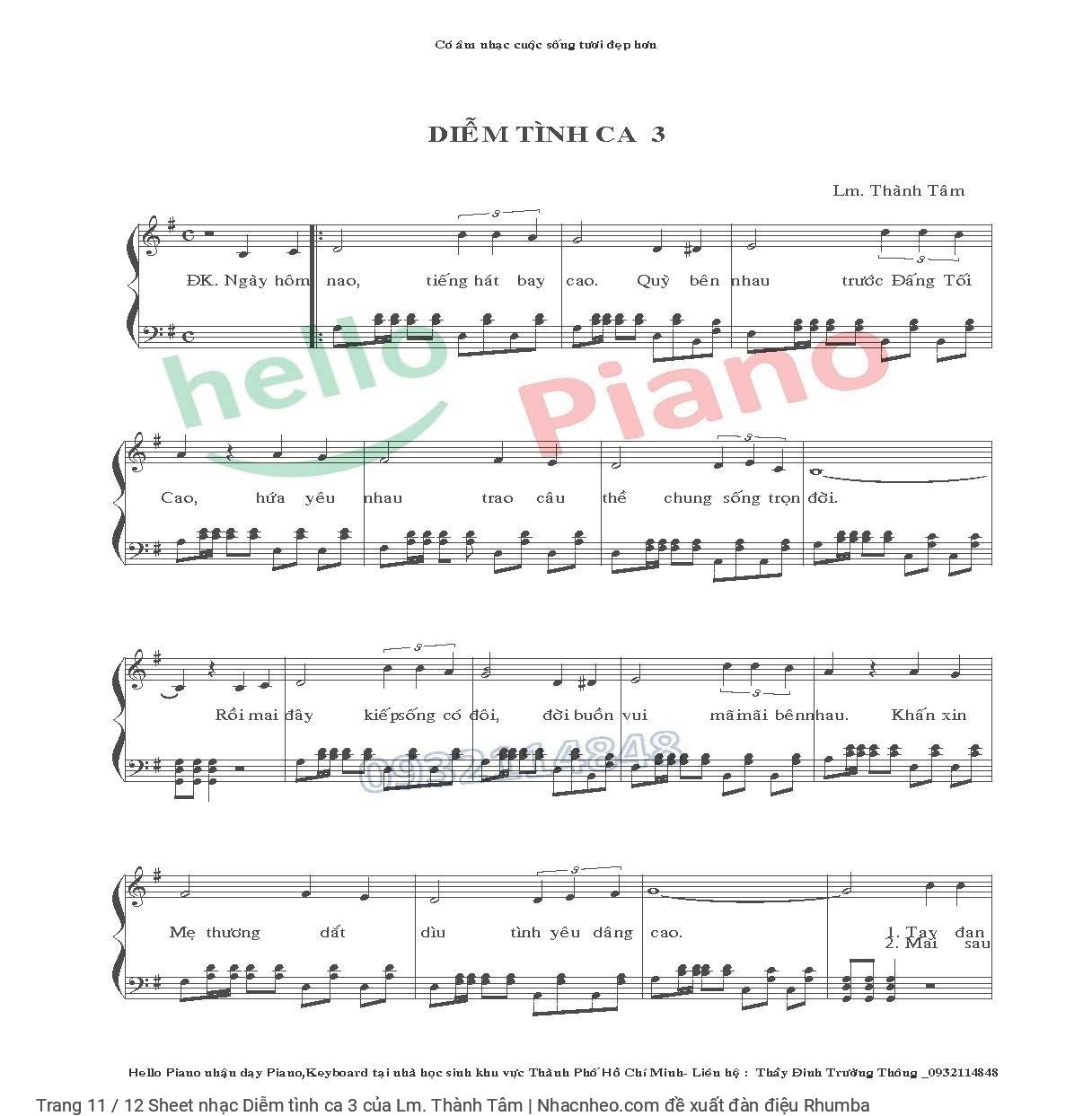 Có sheet lời và Sheet SOLO Piano Diễm tình Ca, Trang 11
