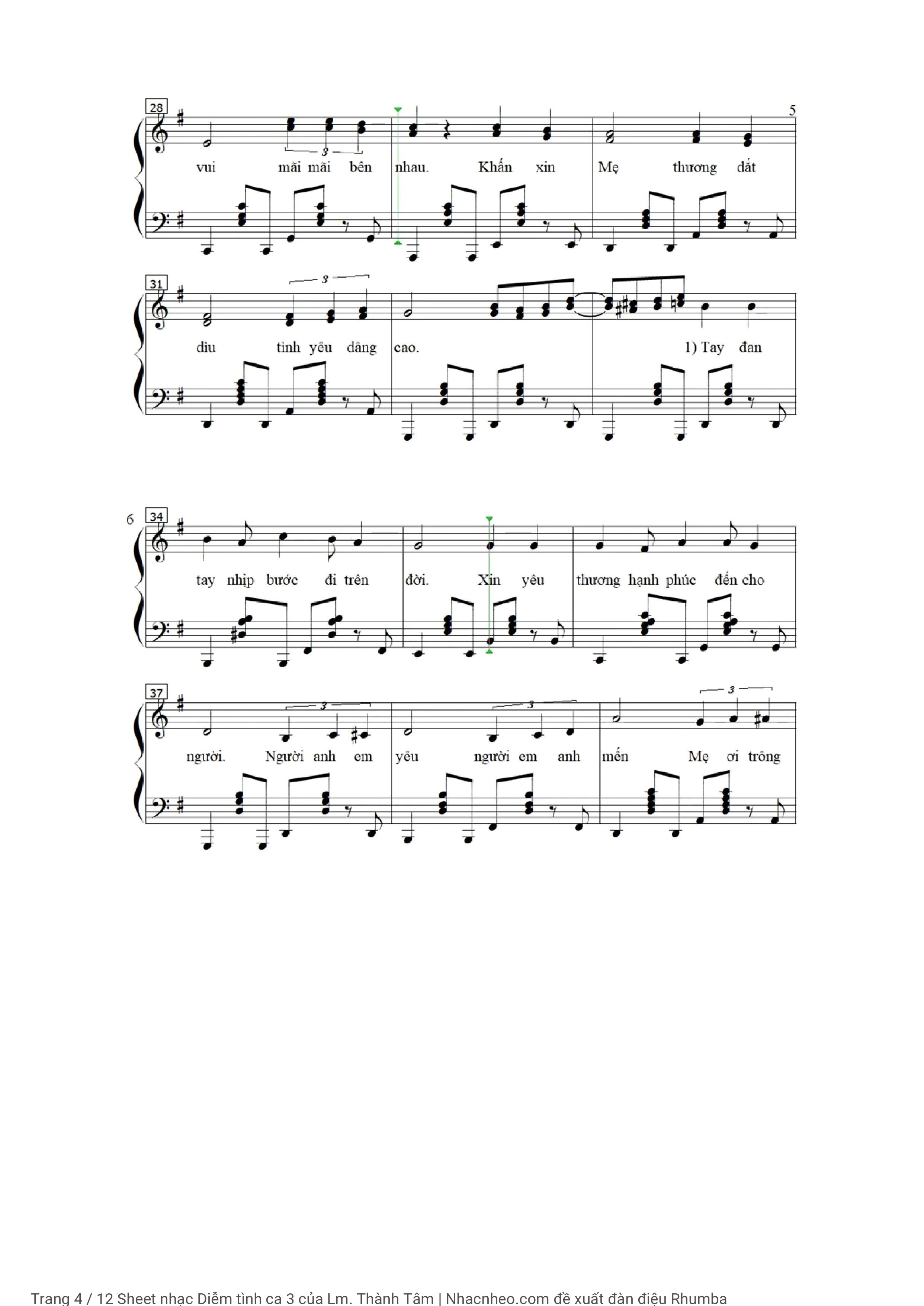 Có sheet lời và Sheet SOLO Piano Diễm tình Ca, Trang 4