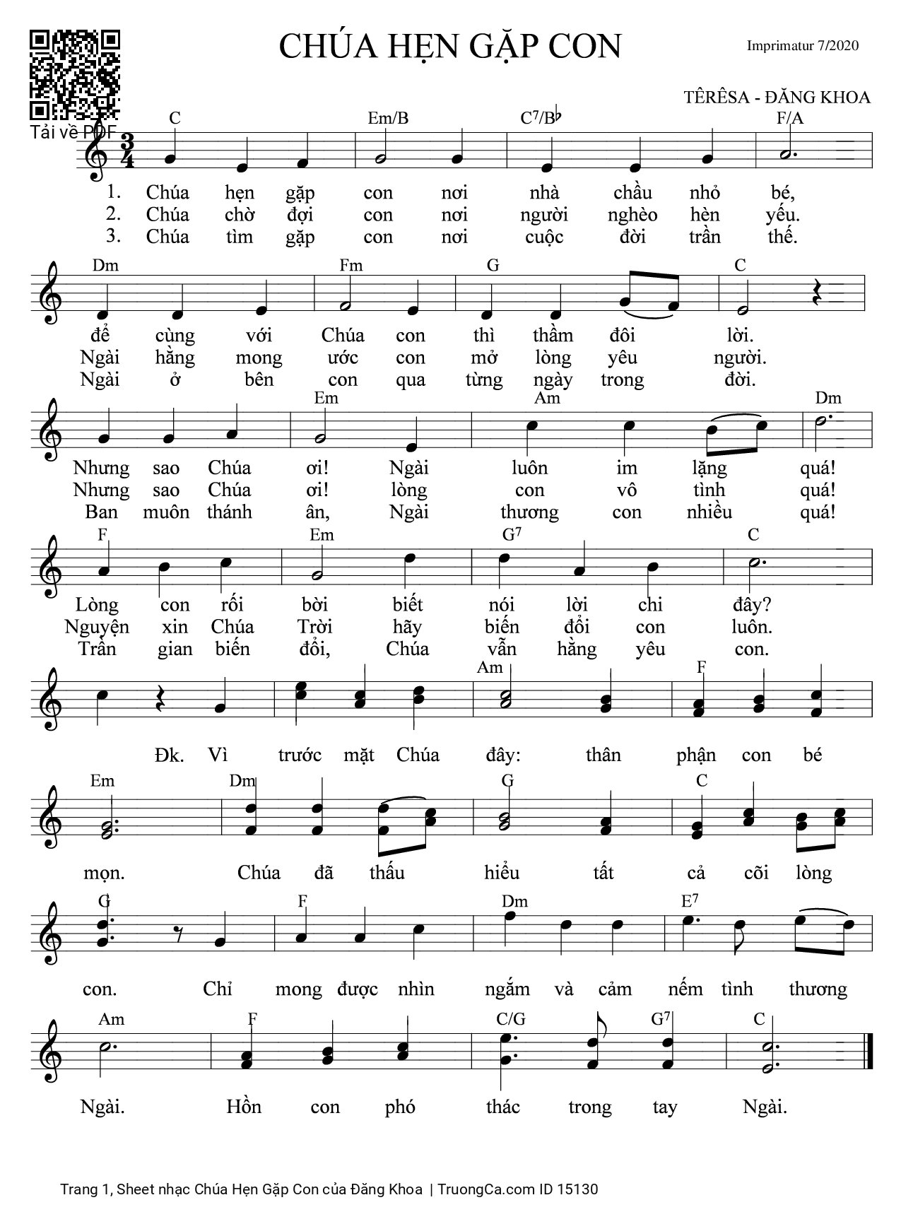 Sheet PDF of Chúa Hẹn Gặp Con