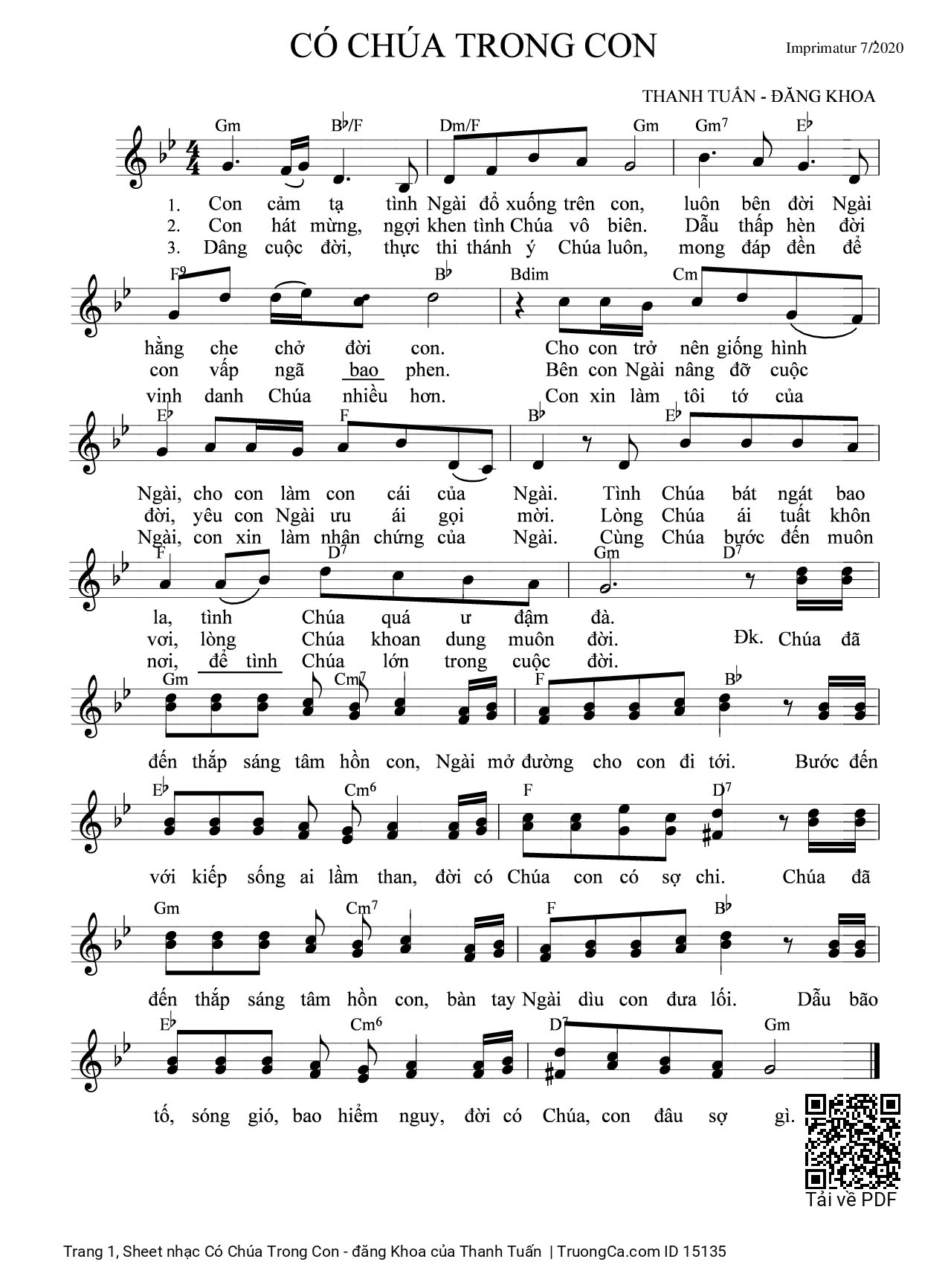 Sheet PDF of Có Chúa Trong Con - đăng Khoa