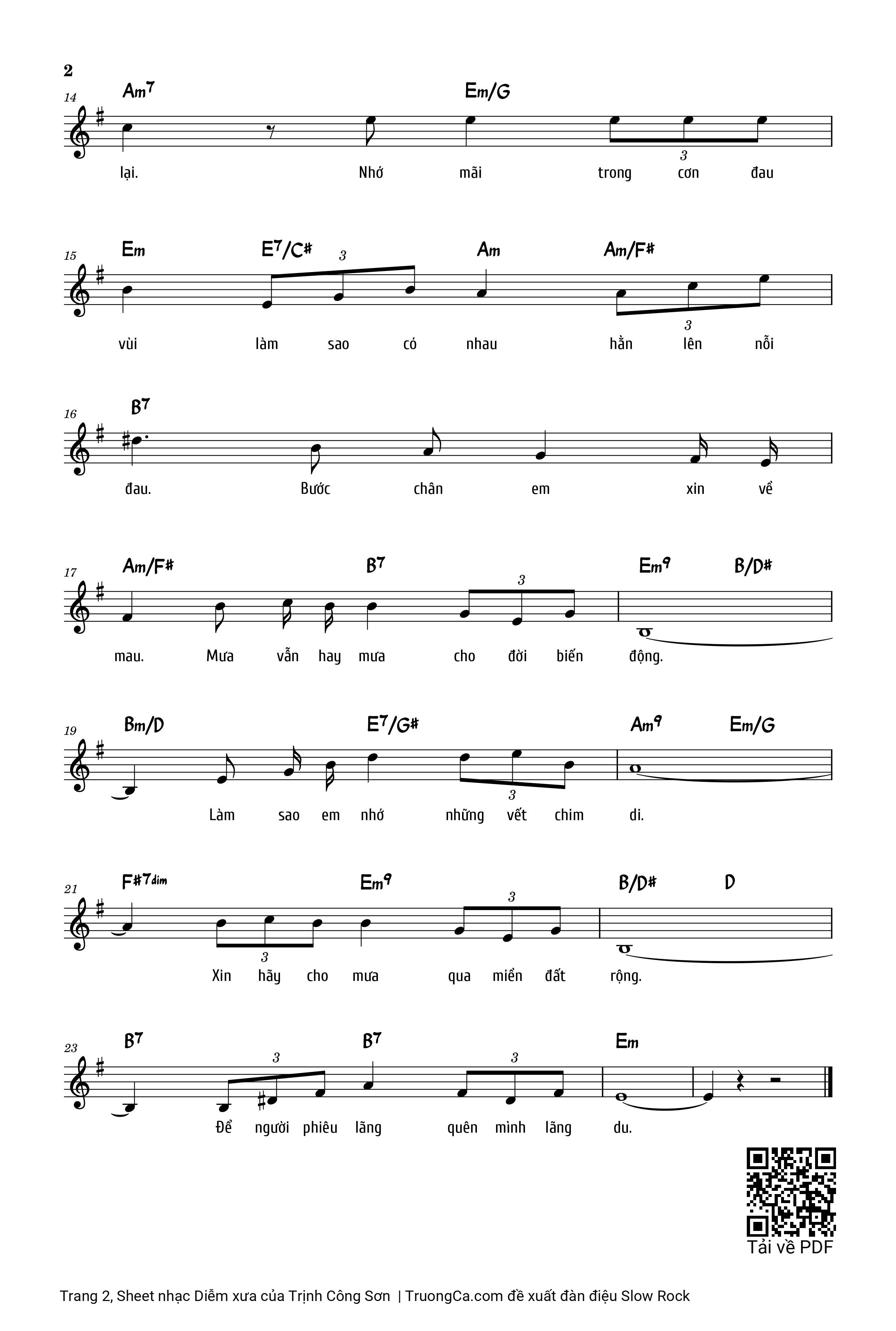 Page 2 of Sheet music PDF Diễm xưa - Trịnh Công Sơn
