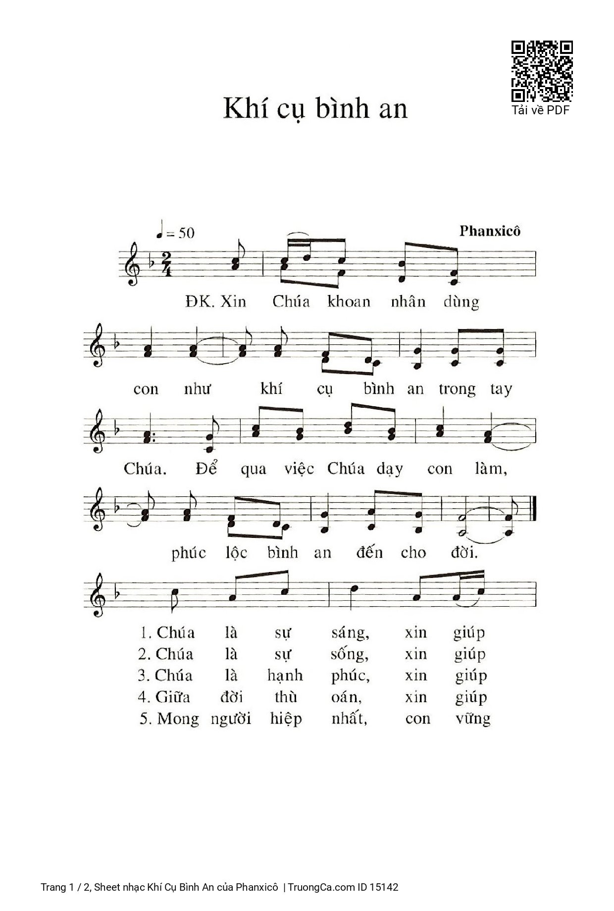 Sheet PDF of Khí Cụ Bình An