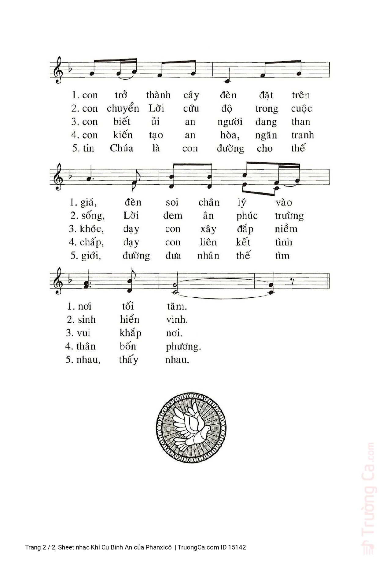 Page 2 of Sheet music PDF Khí Cụ Bình An - Phanxicô