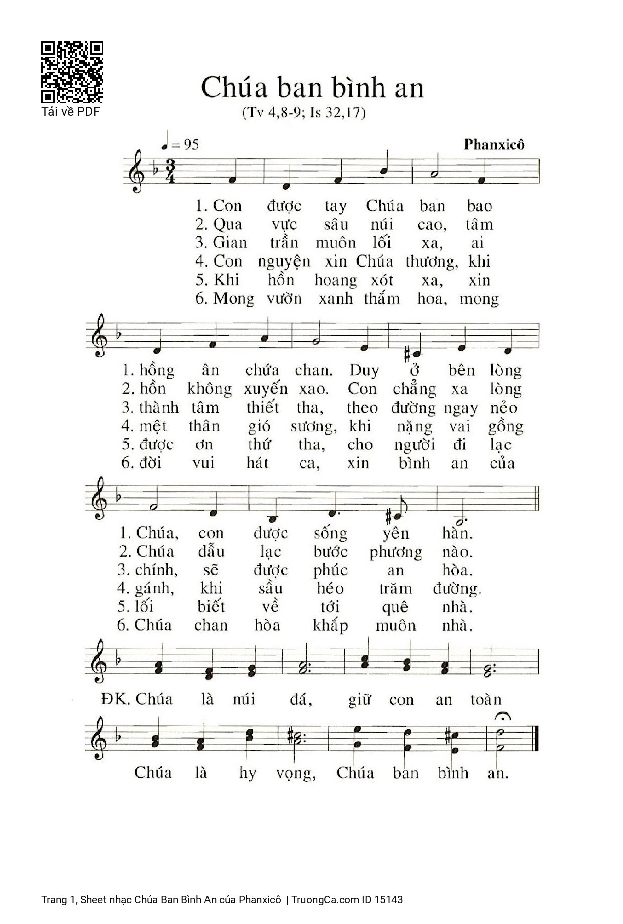Sheet PDF of Chúa Ban Bình An