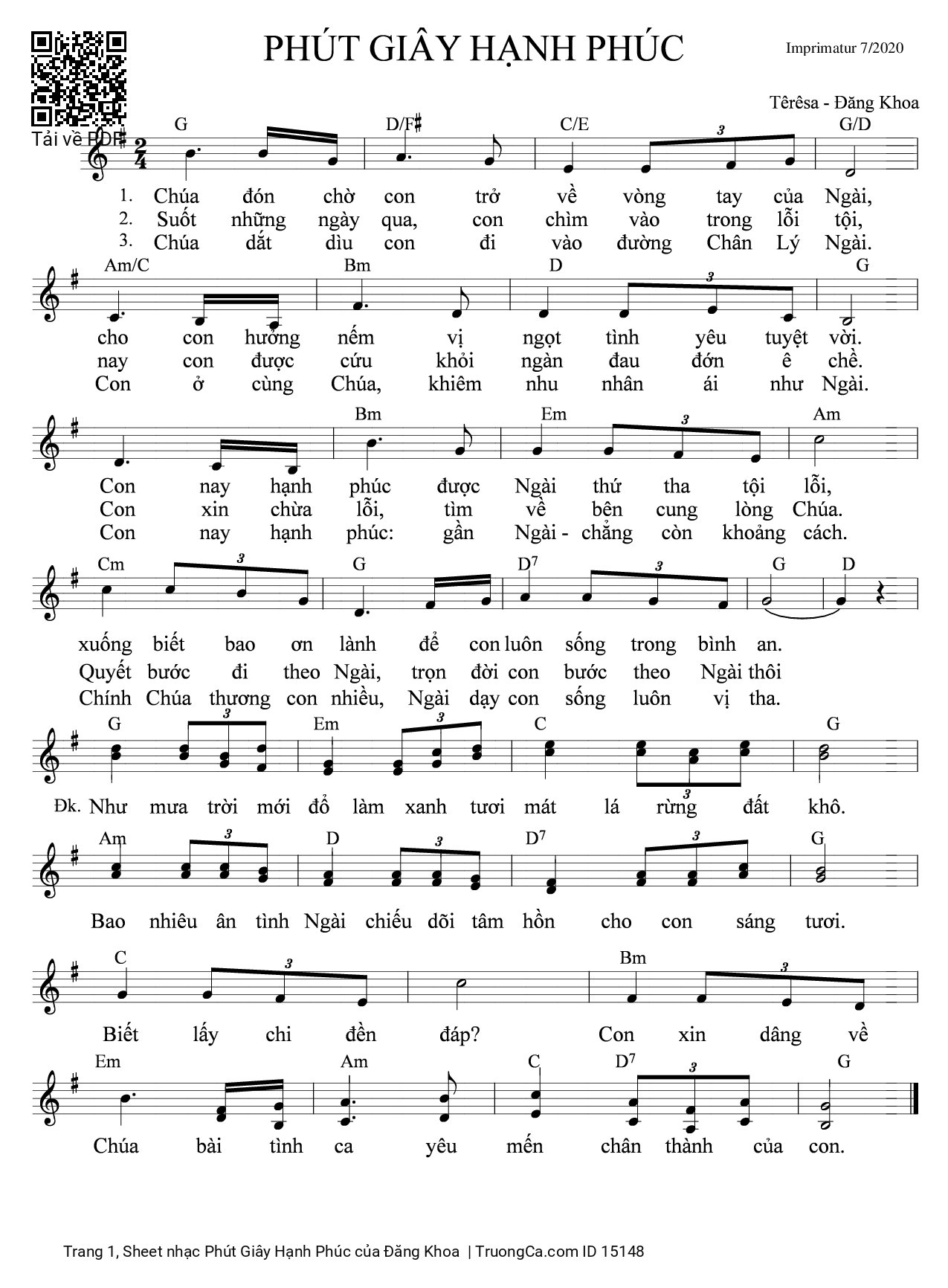 Page 1 of Sheet music PDF Phút Giây Hạnh Phúc - Đăng Khoa