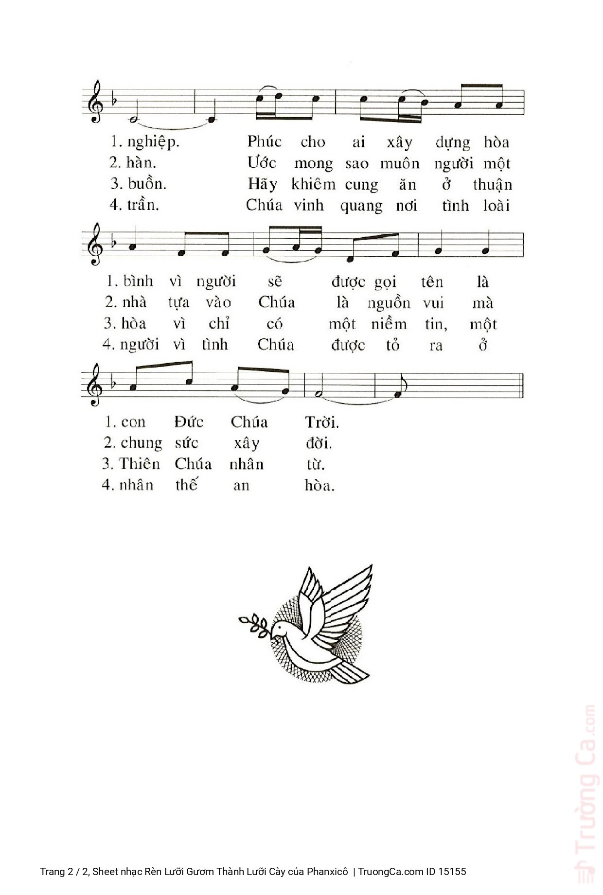 Page 2 of Sheet music PDF Rèn Lưỡi Gươm Thành Lưỡi Cày - Phanxicô