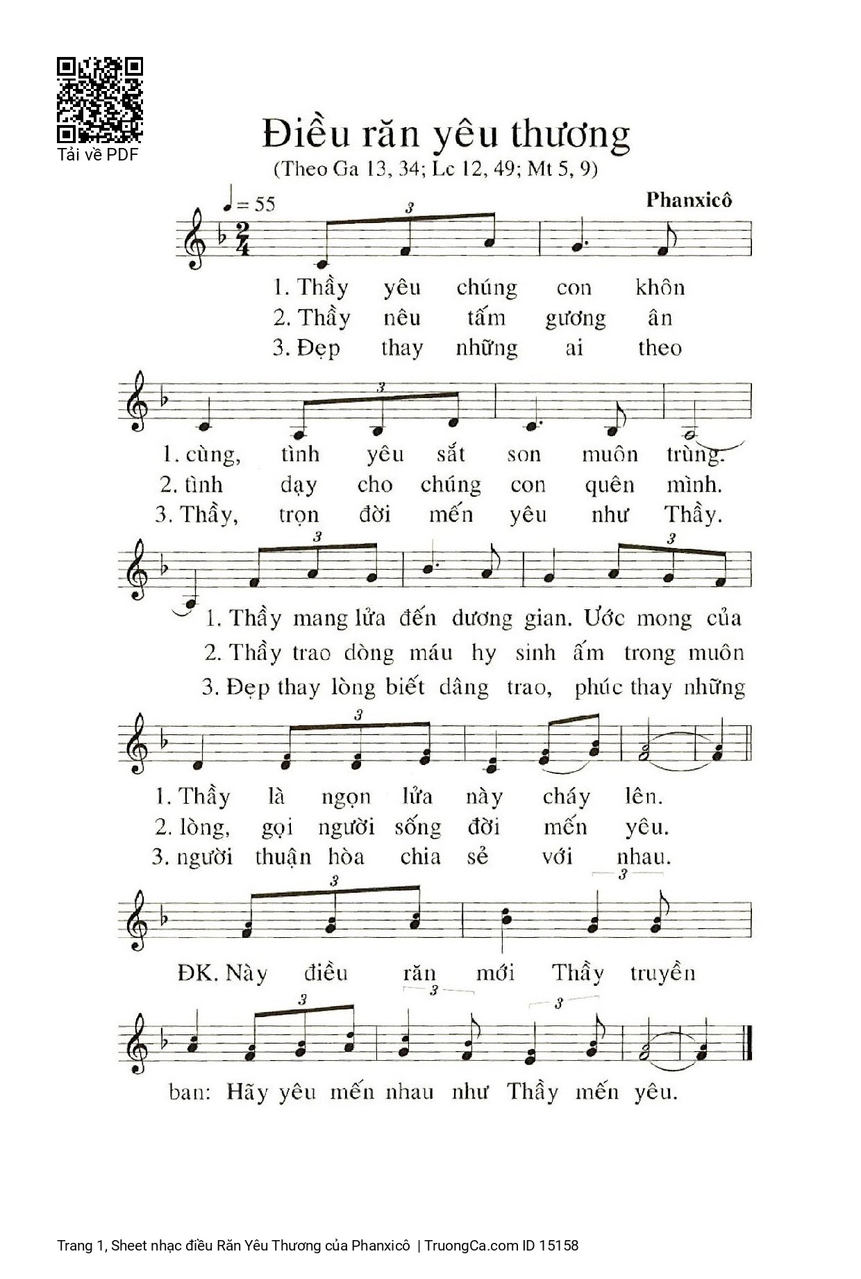 Sheet PDF of điều Răn Yêu Thương