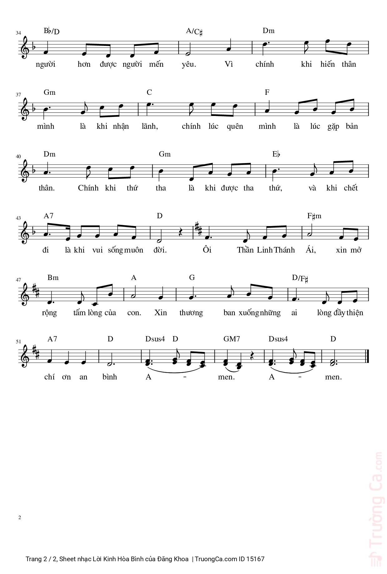 Page 2 of Sheet music PDF Lời Kinh Hòa Bình - Đăng Khoa