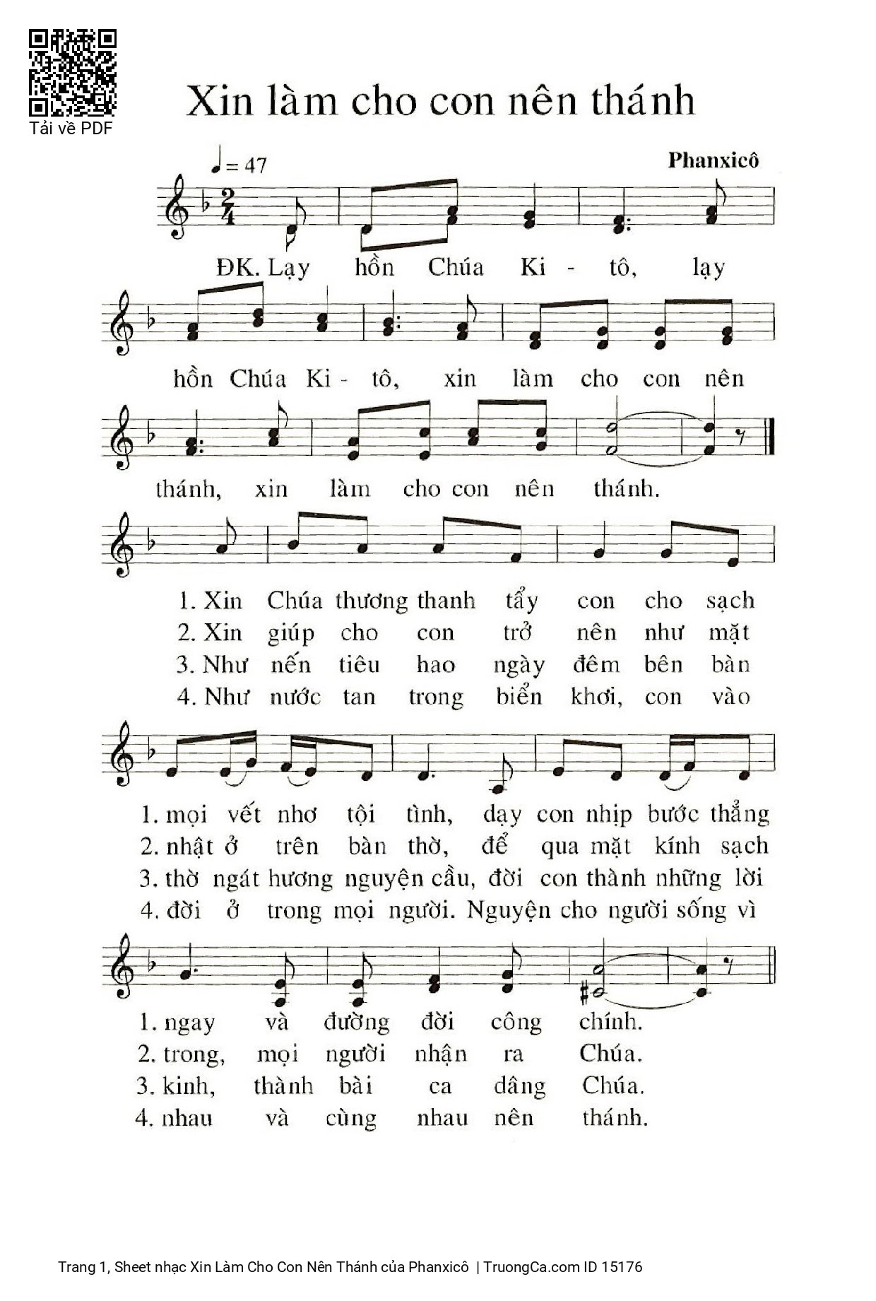 Sheet PDF of Xin Làm Cho Con Nên Thánh