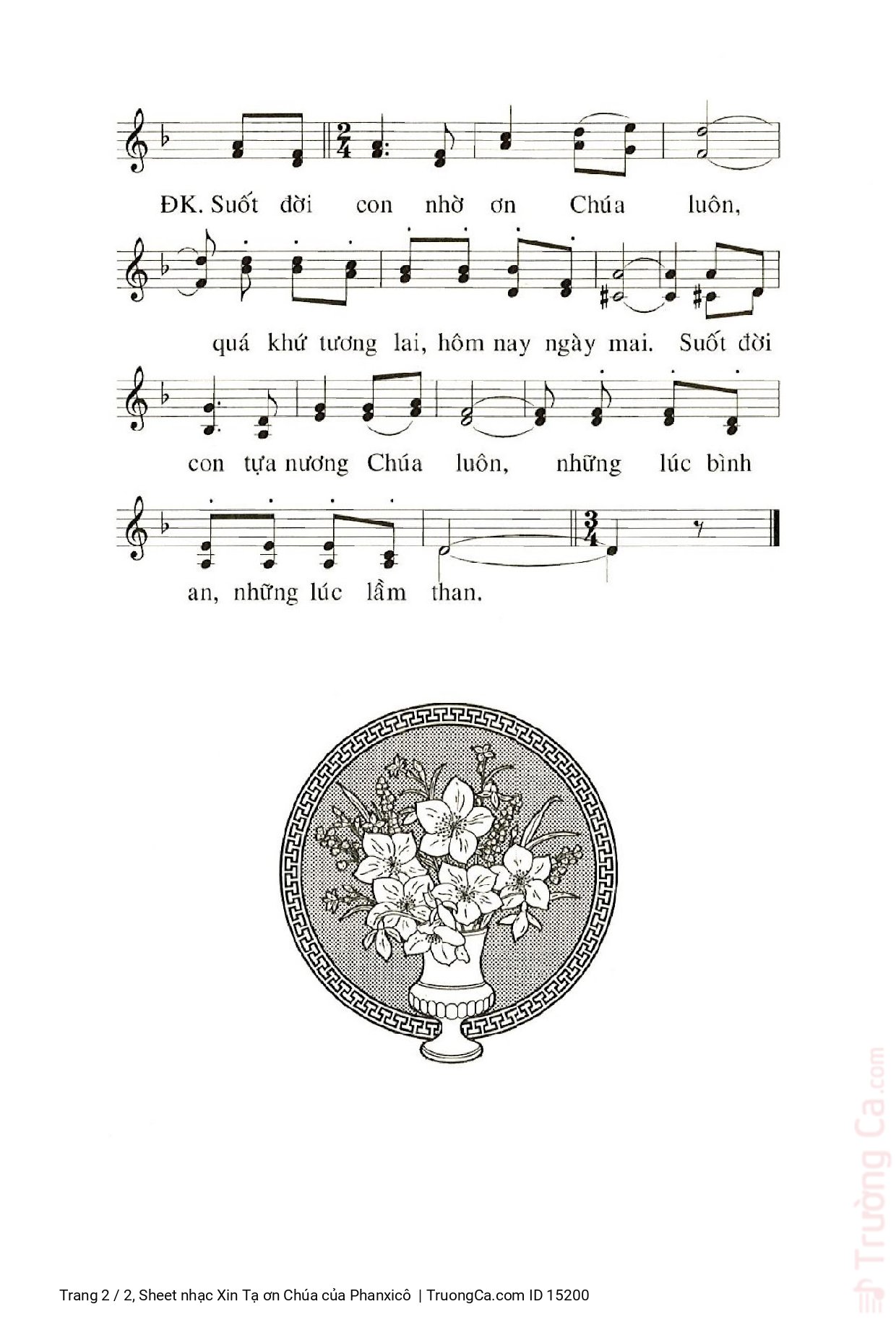Page 2 of Sheet music PDF Xin Tạ ơn Chúa - Phanxicô