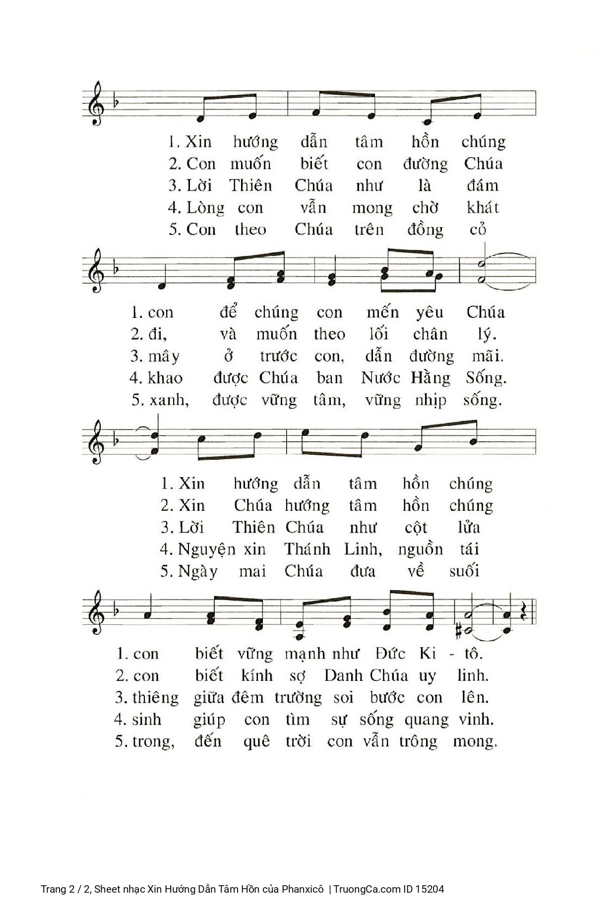 Page 2 of Sheet music PDF Xin Hướng Dẫn Tâm Hồn - Phanxicô