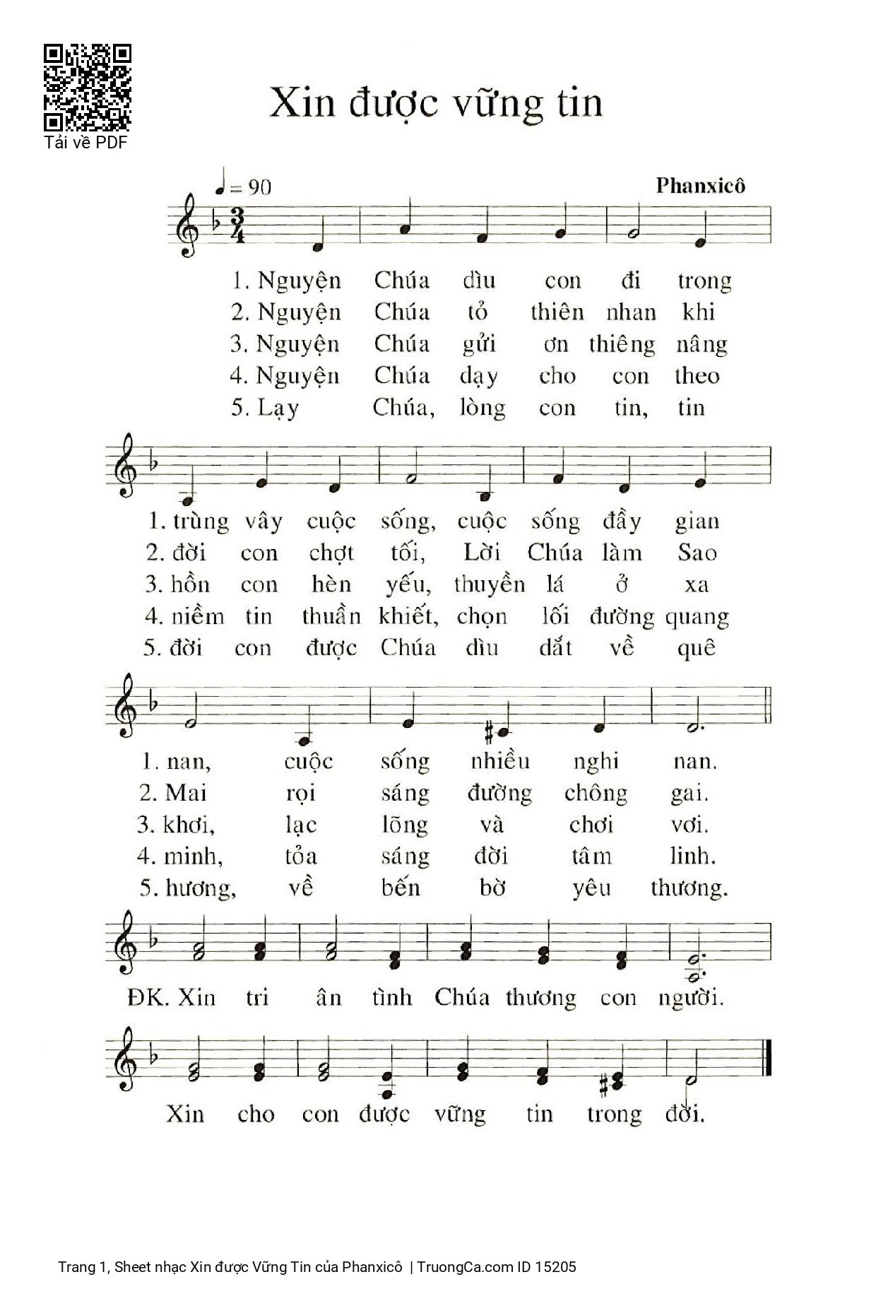 Sheet PDF of Xin được Vững Tin