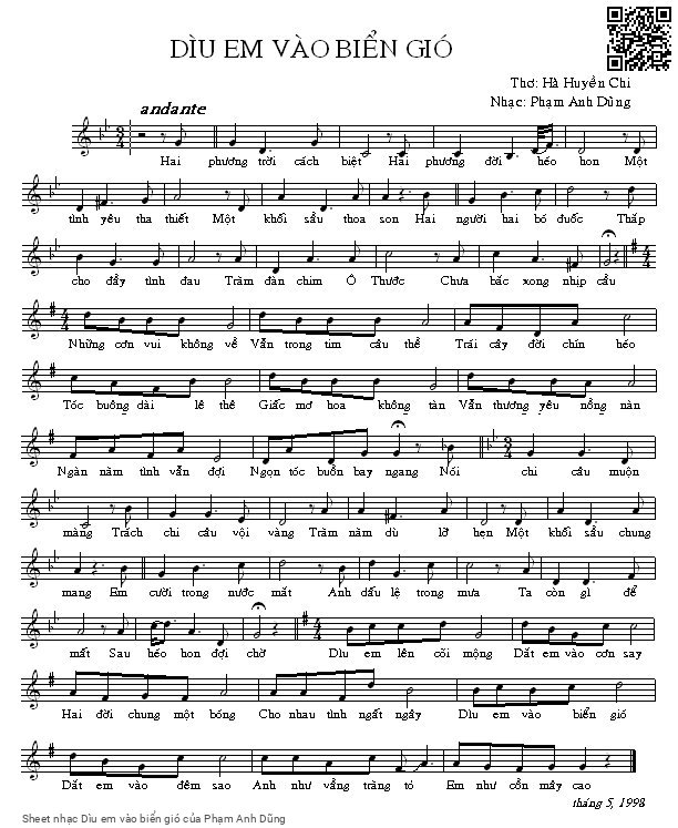 Page 1 of Sheet music PDF Dìu em vào biển gió - Phạm Anh Dũng