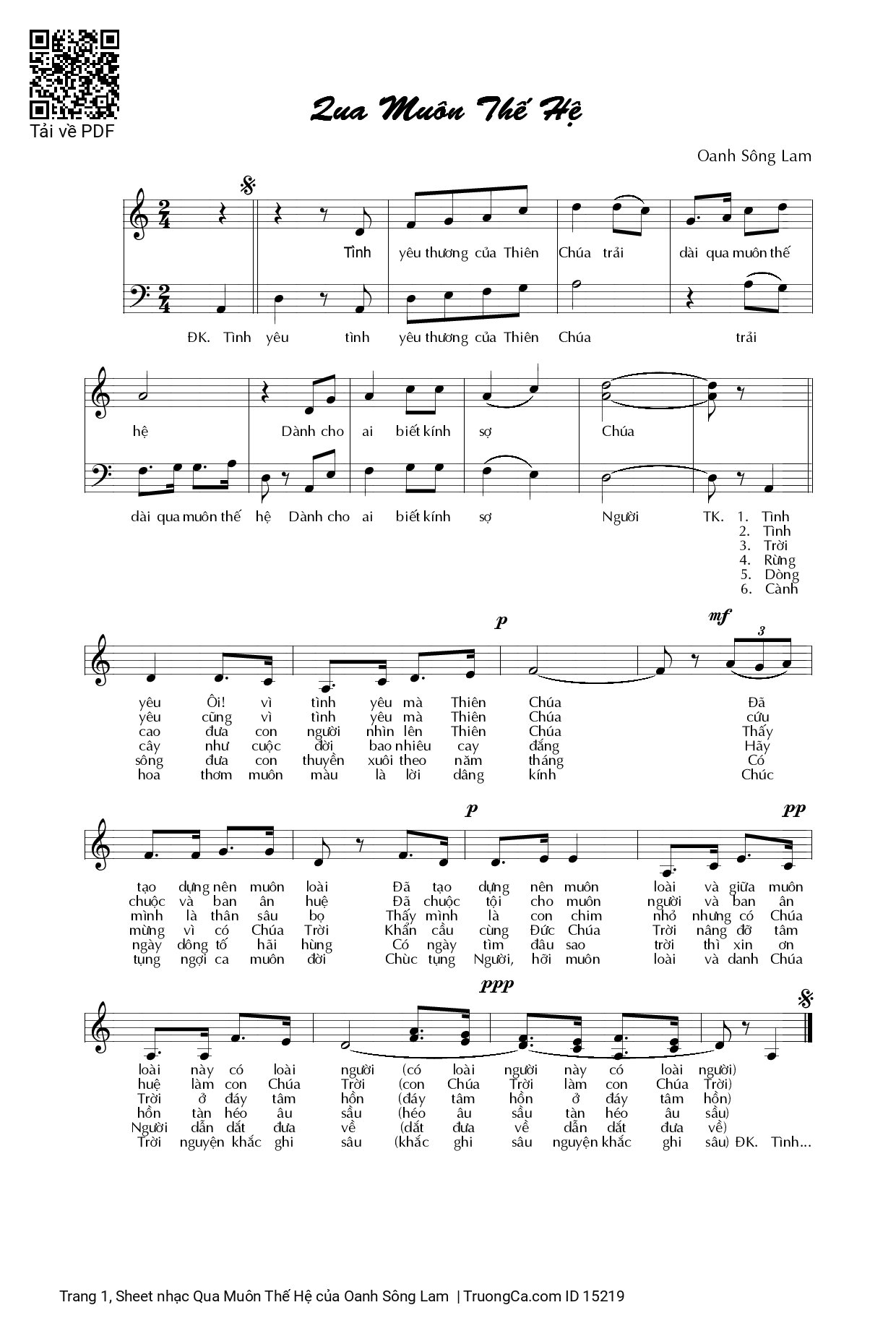 Sheet PDF of Qua Muôn Thế Hệ