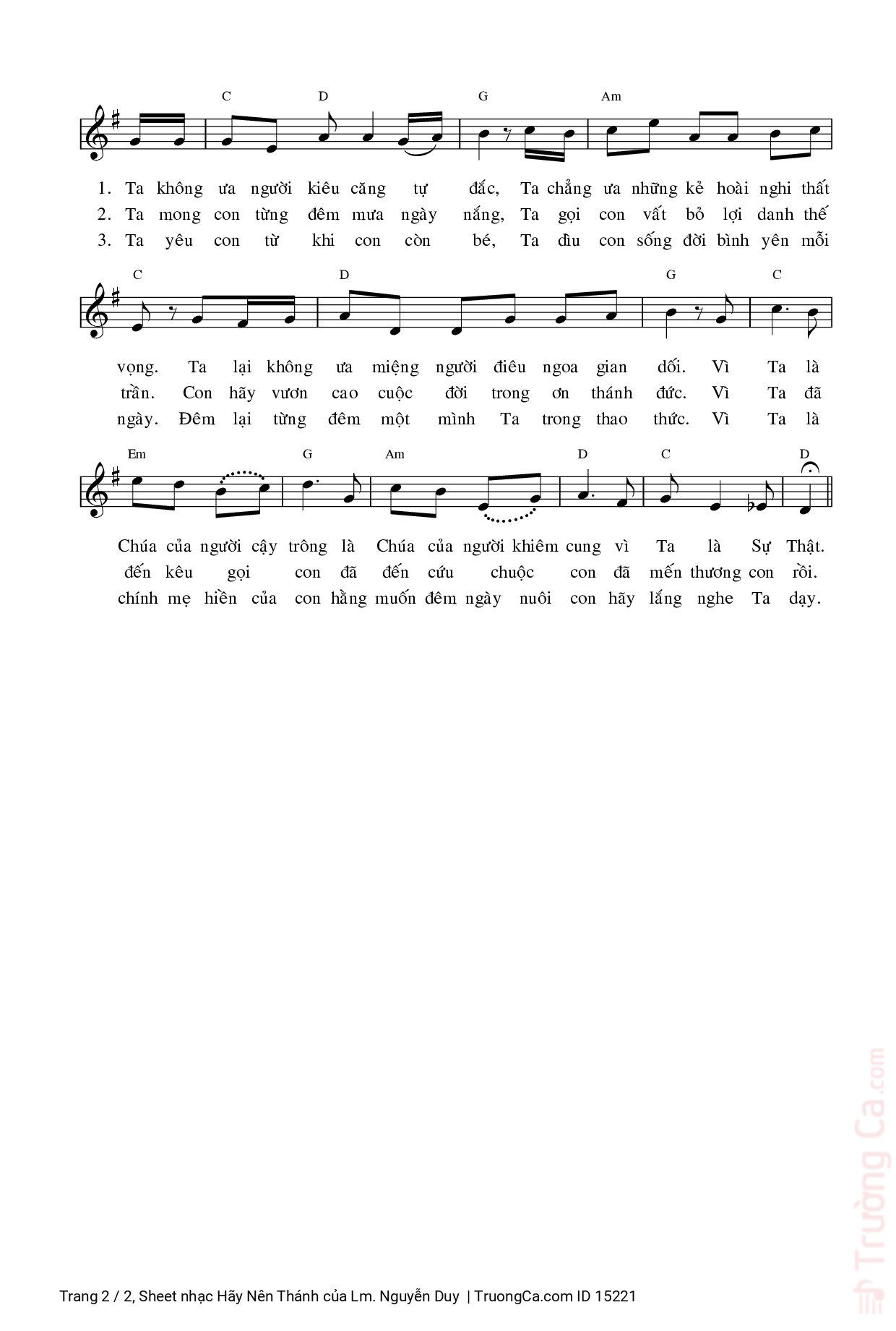 Page 2 of Sheet music PDF Hãy Nên Thánh - Lm. Nguyễn Duy