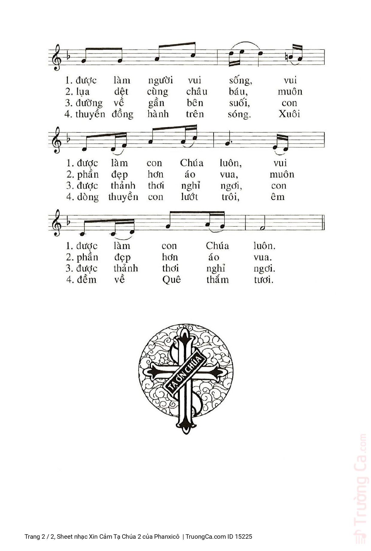 Page 2 of Sheet music PDF Xin Cảm Tạ Chúa 2 - Phanxicô