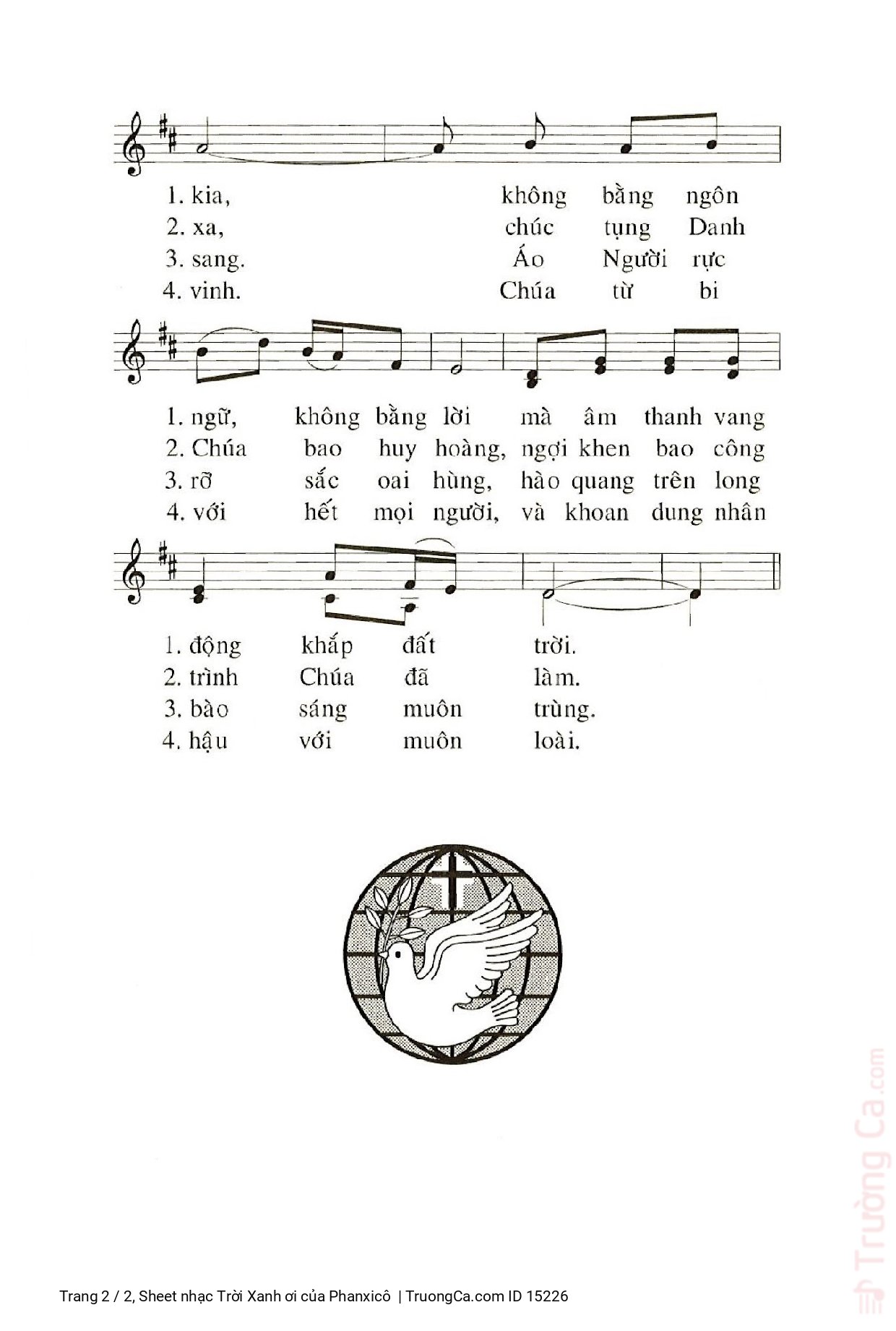 Page 2 of Sheet music PDF Trời Xanh ơi - Phanxicô
