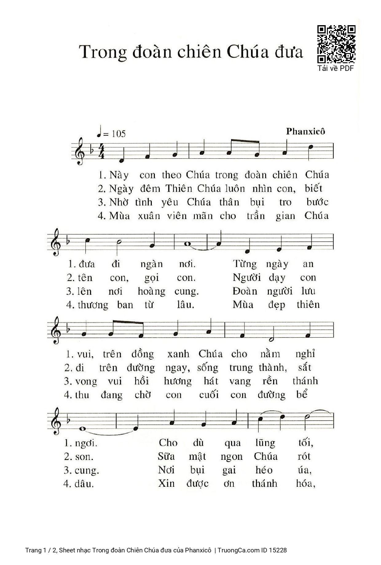 Sheet PDF of Trong đoàn Chiên Chúa đưa
