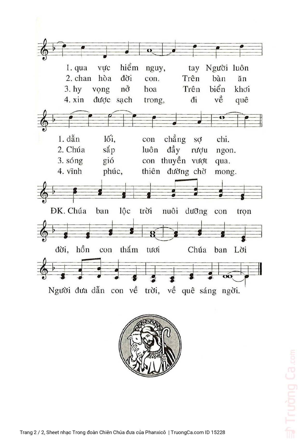 Page 2 of Sheet music PDF Trong đoàn Chiên Chúa đưa - Phanxicô