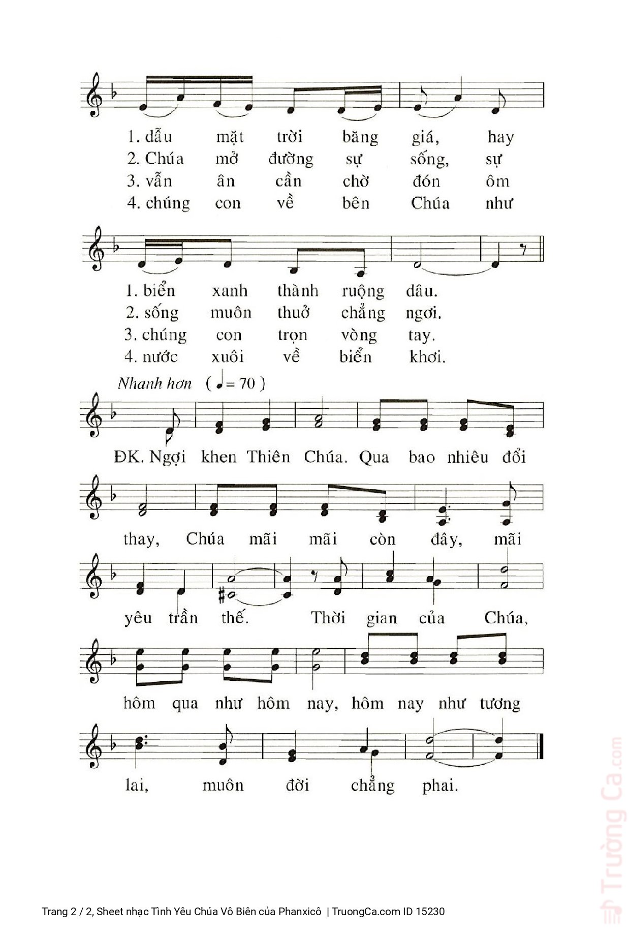 Page 2 of Sheet music PDF Tình Yêu Chúa Vô Biên - Phanxicô