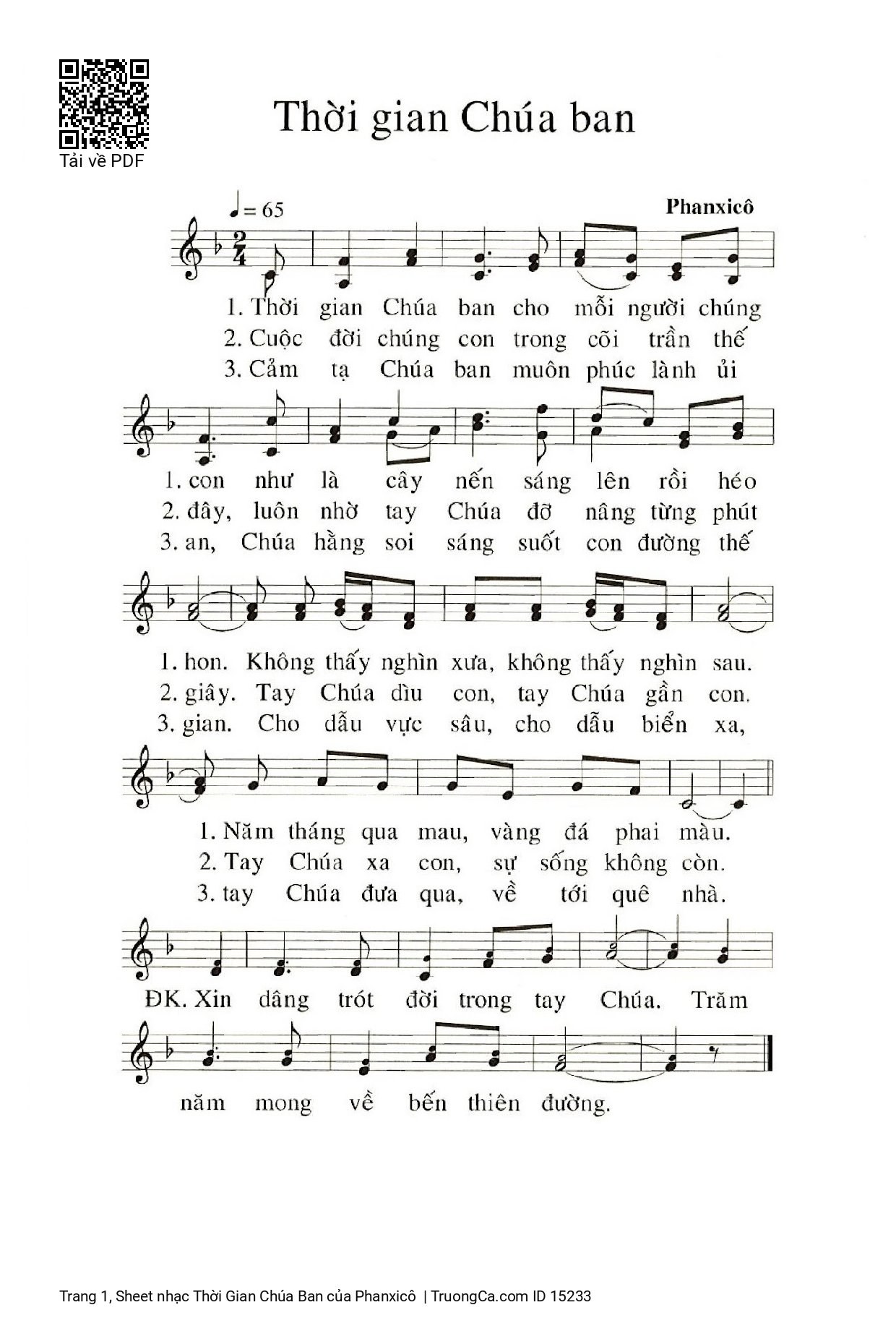 Sheet PDF of Thời Gian Chúa Ban