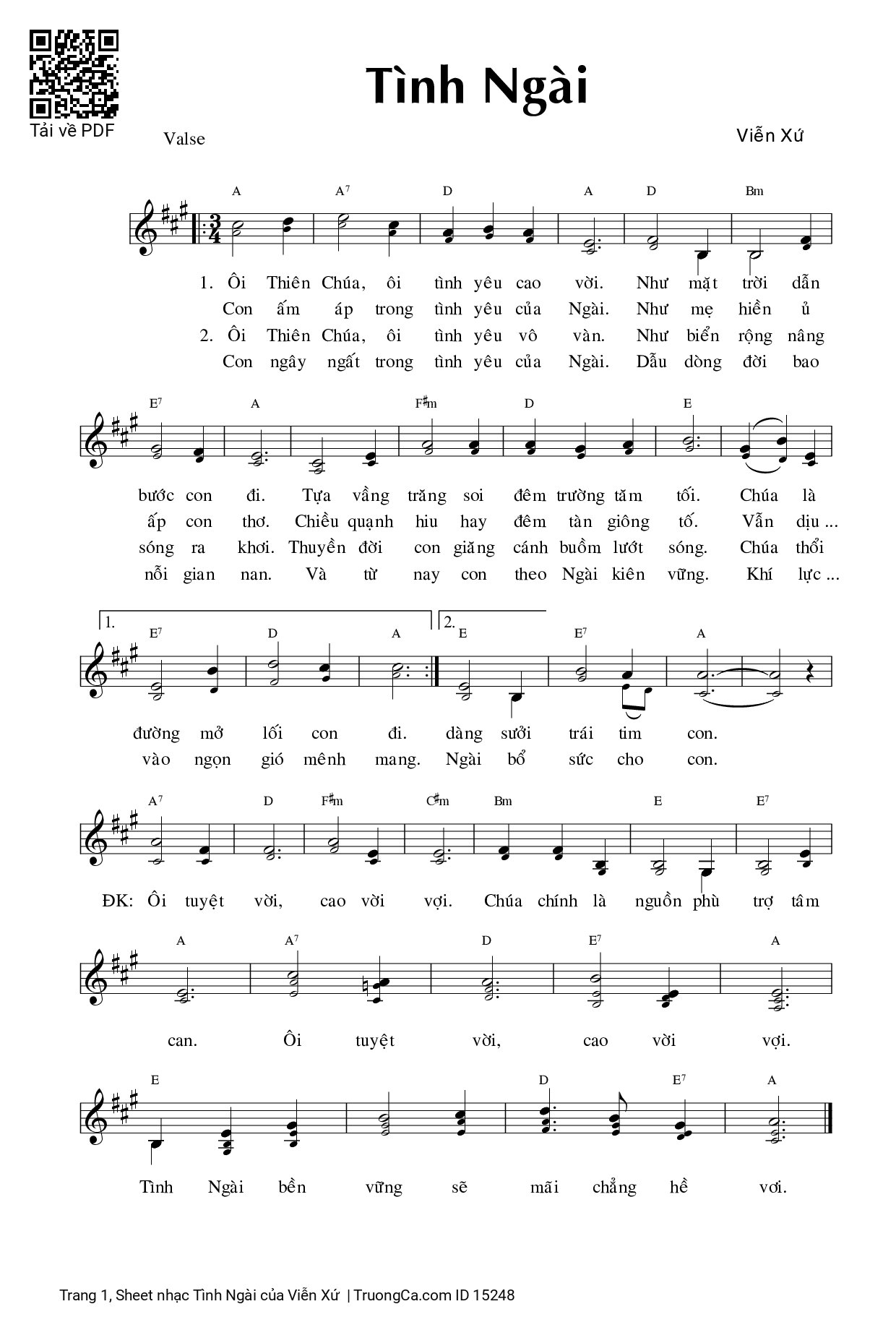 Page 1 of Sheet music PDF Tình Ngài - Viễn Xứ