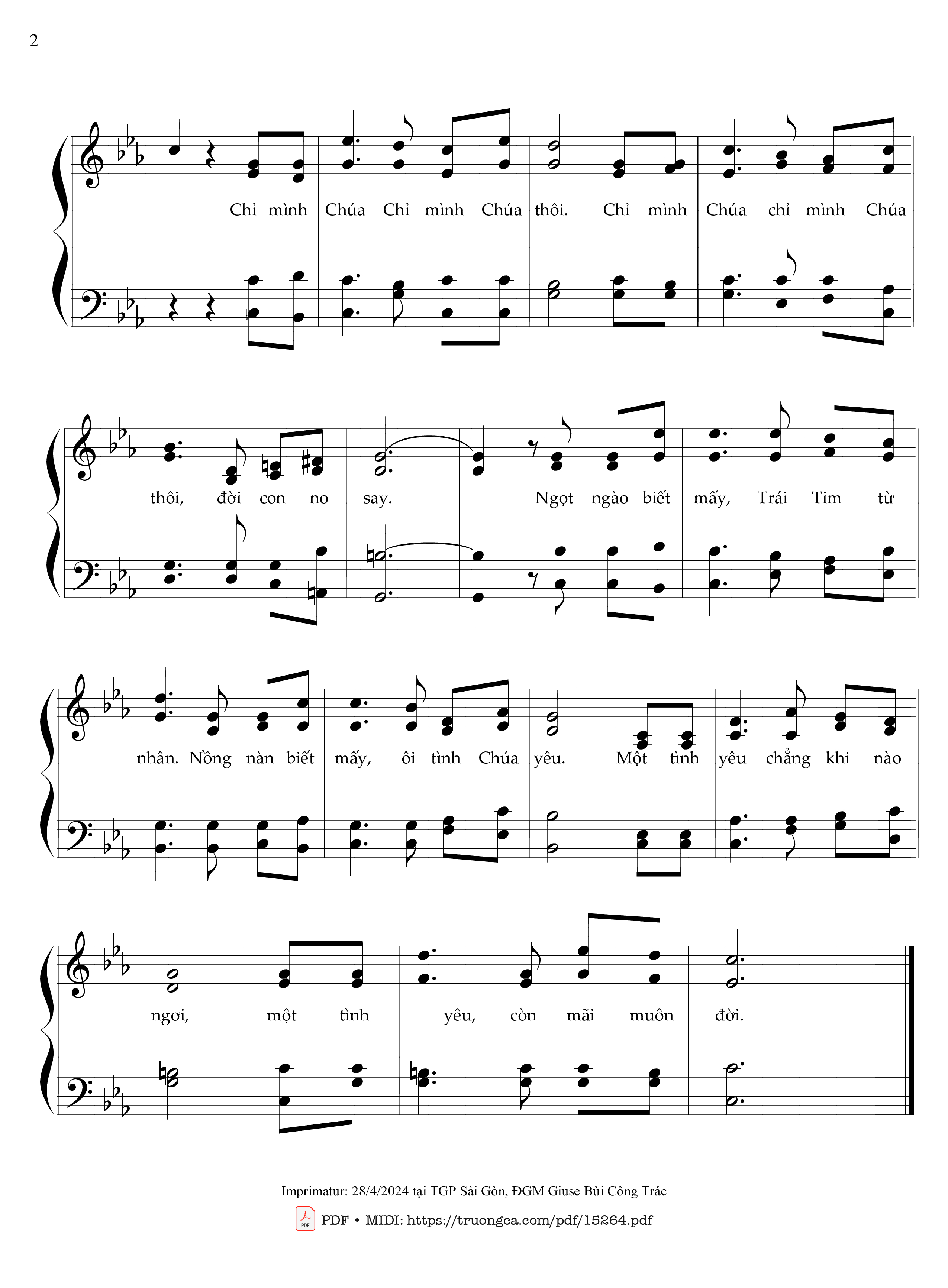 Page 2 of Sheet music PDF Chỉ Mình Chúa - Sr. Maria, SLE