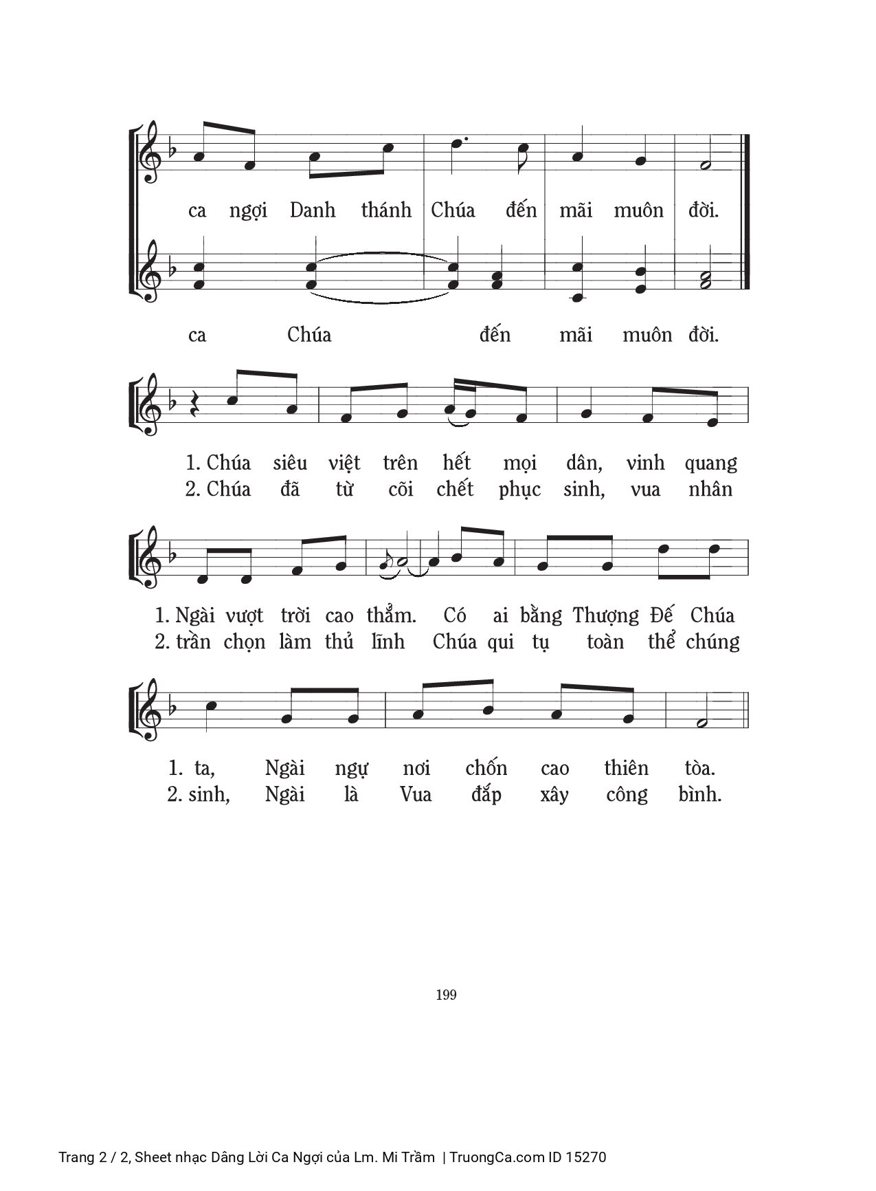Page 2 of Sheet music PDF Dâng Lời Ca Ngợi - Lm. Mi Trầm
