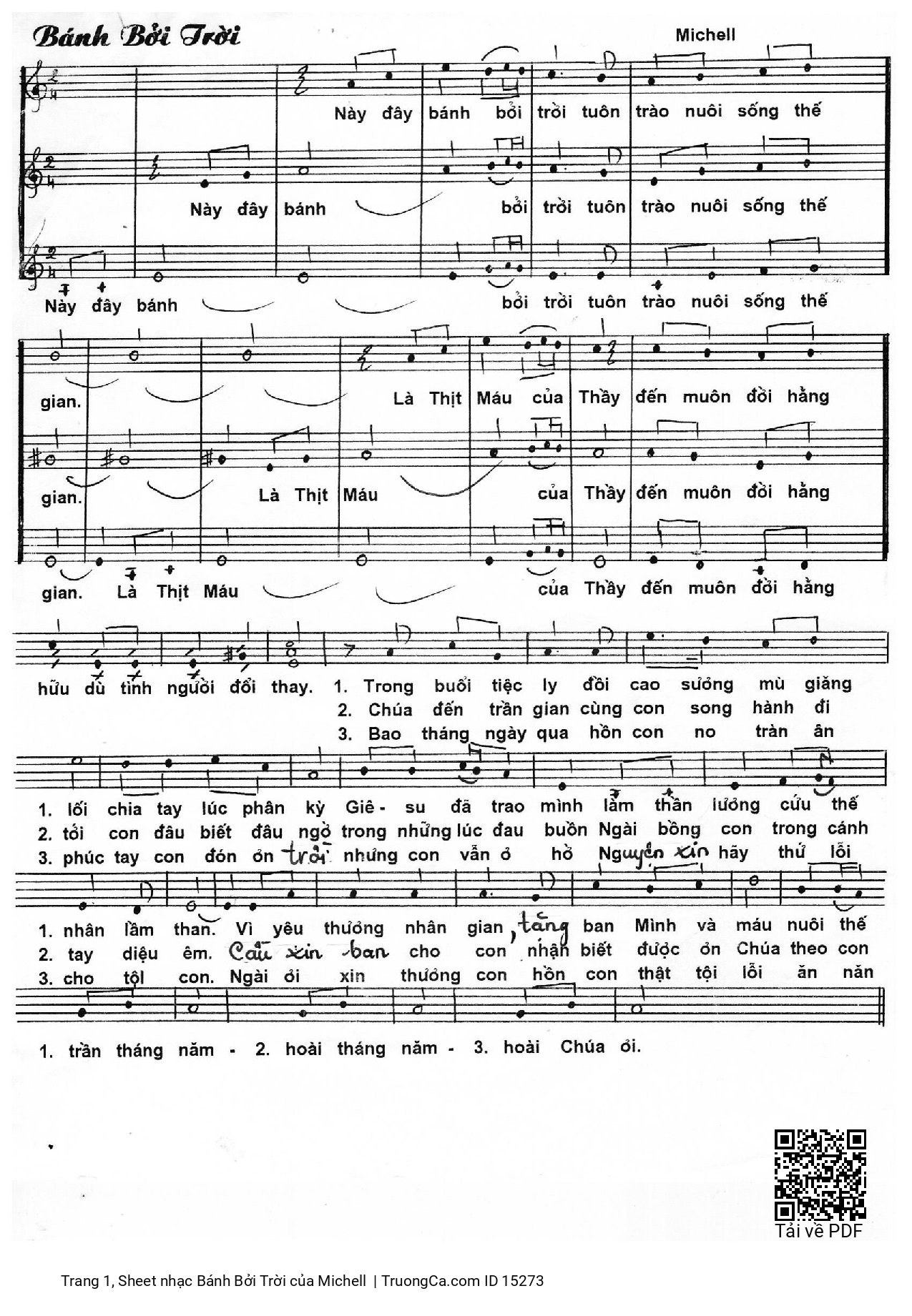 Sheet PDF of Bánh Bởi Trời