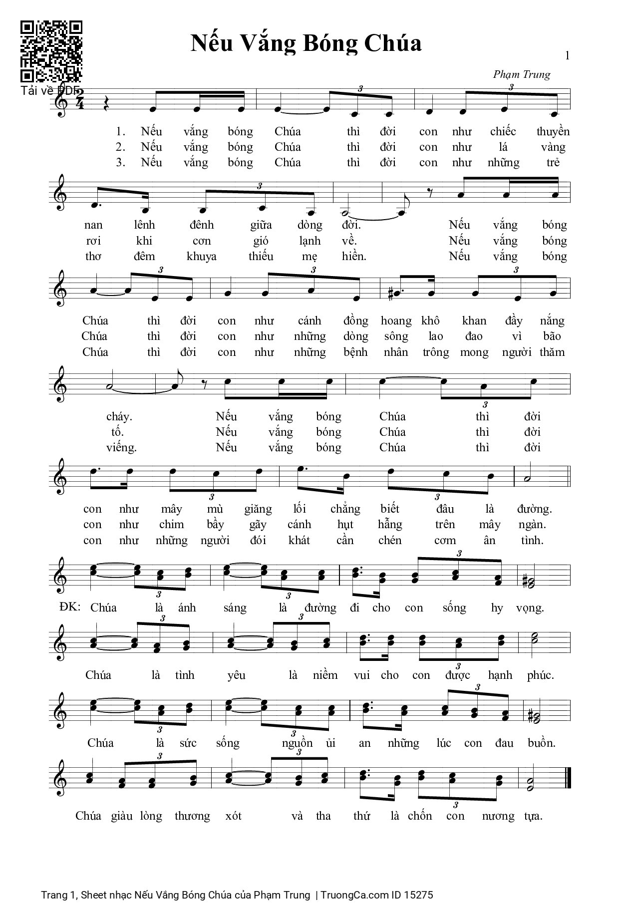 Sheet PDF of Nếu Vắng Bóng Chúa