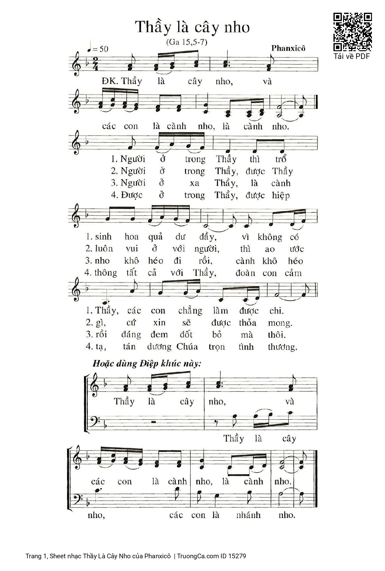 Sheet PDF of Thầy Là Cây Nho