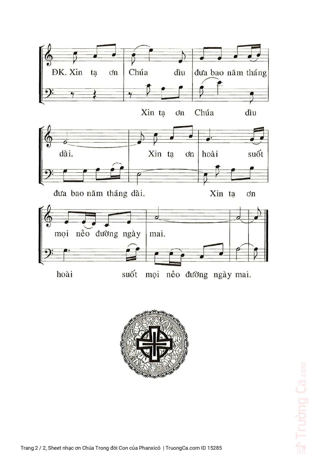 Page 2 of Sheet music PDF ơn Chúa Trong đời Con - Phanxicô