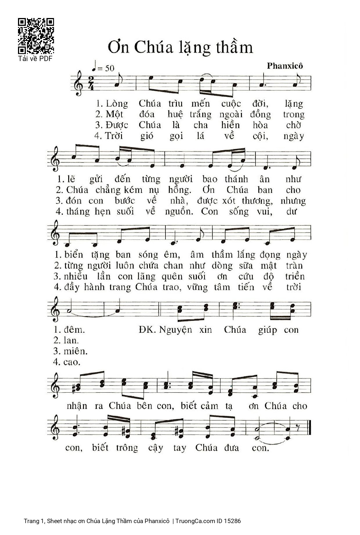 Sheet PDF of ơn Chúa Lặng Thầm