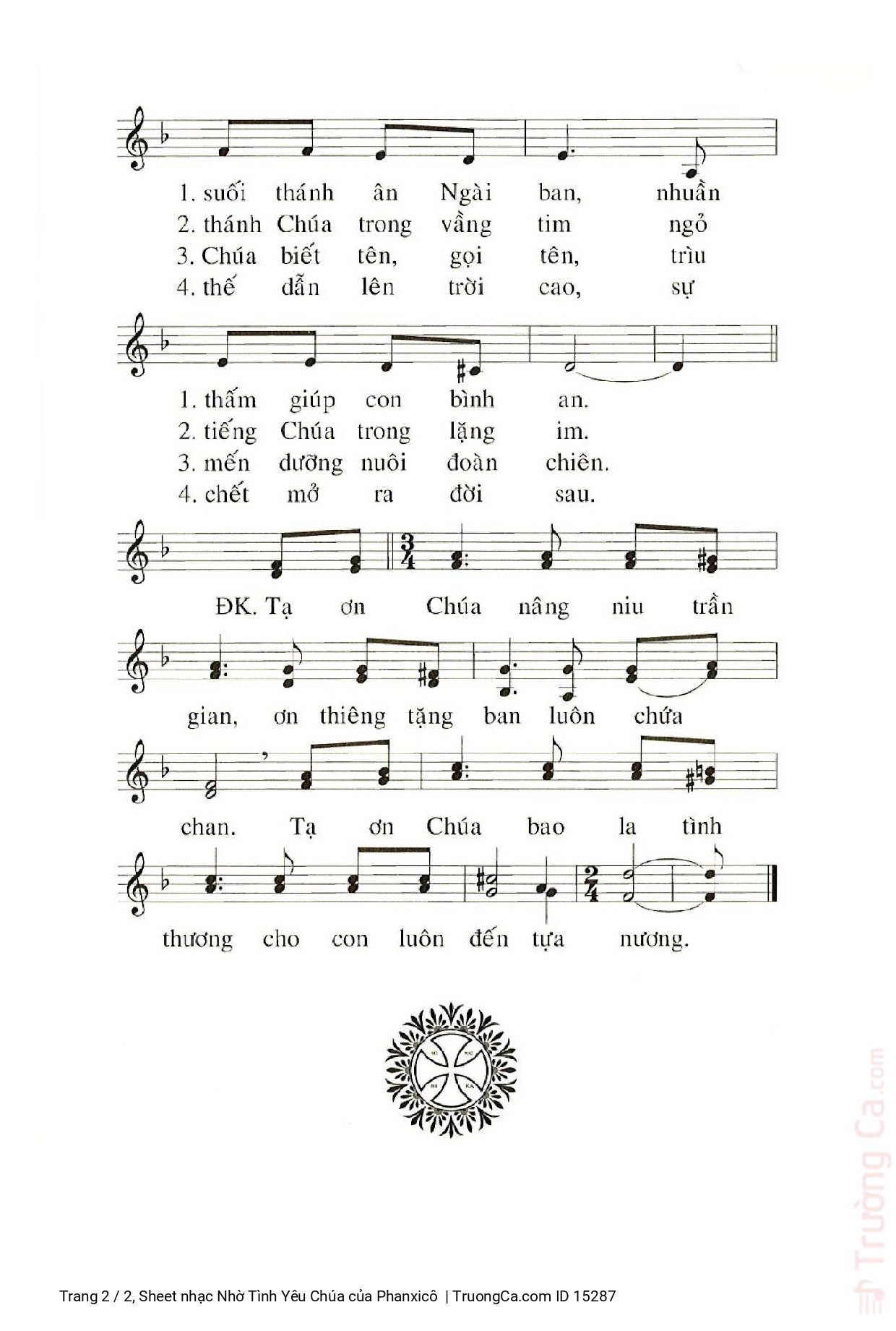 Page 2 of Sheet music PDF Nhờ Tình Yêu Chúa - Phanxicô